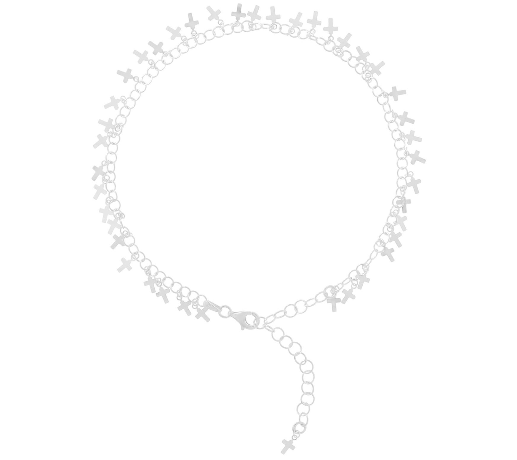 Veronese 18K Gold Plated Cross Ankle Bracelet,3.0g