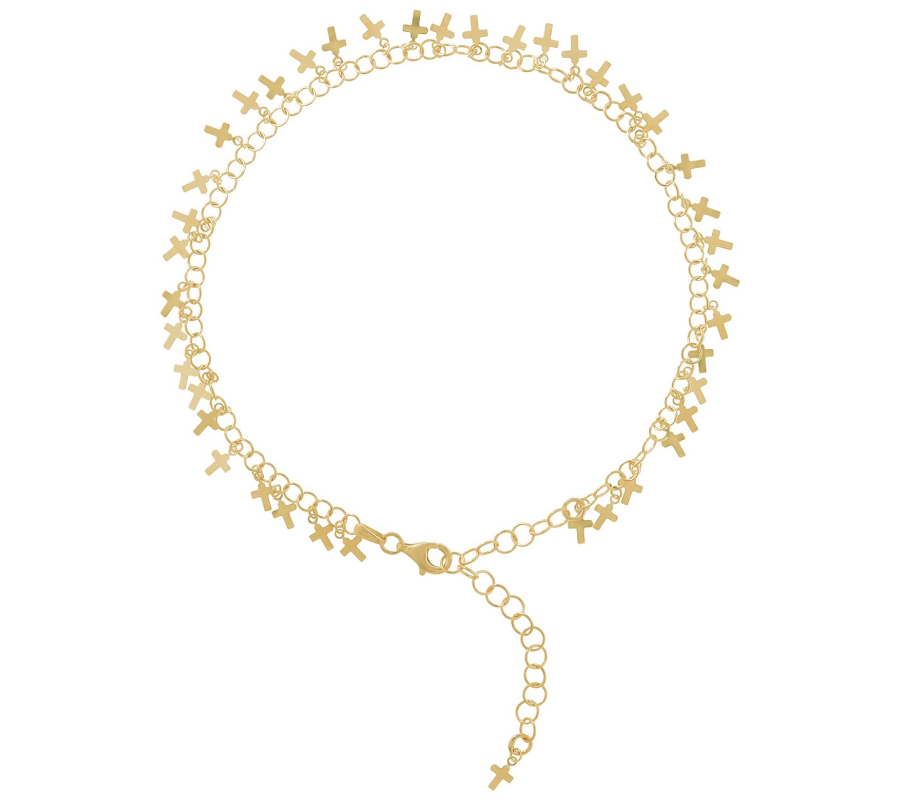 Veronese 18K Gold Plated Cross Ankle Bracelet,3.0g