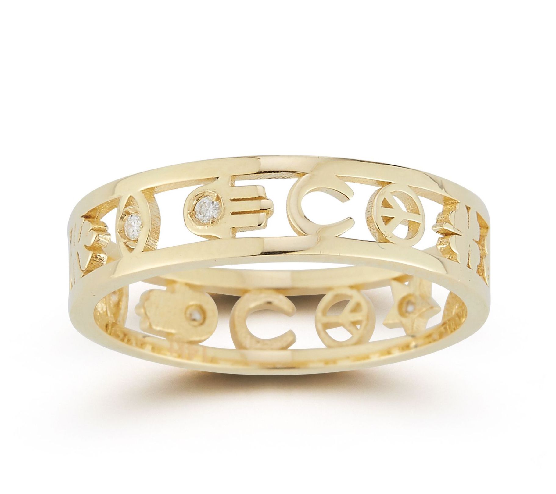 Luminosa Gold Diamond Accent Lucky Charms Band Ring, 14K