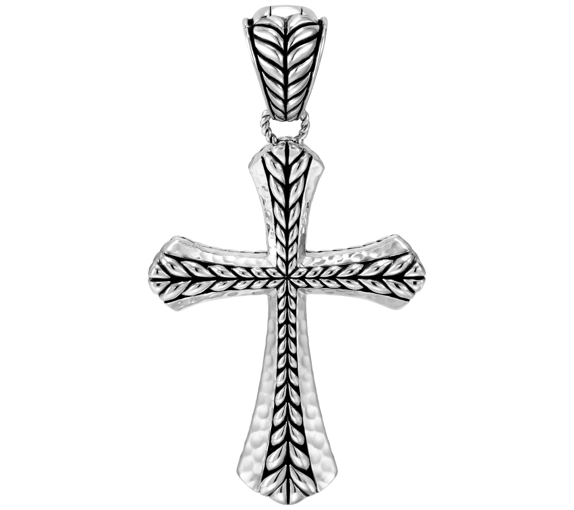 JAI Sterling Silver Basketweave Cross Enhancer