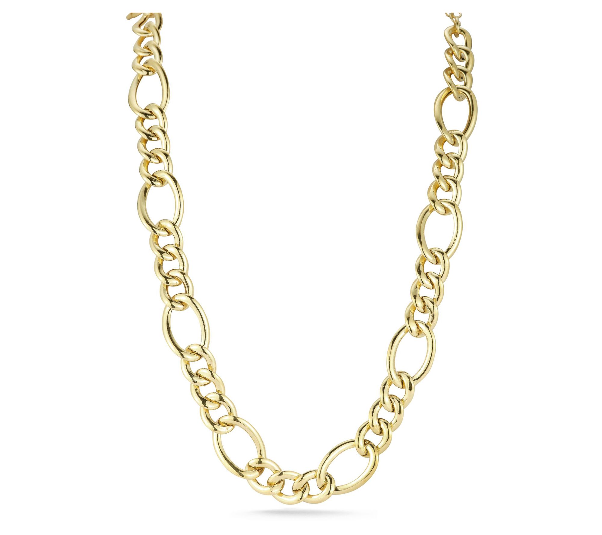 Italian Silver Figaro Link Chain Choker Necklace, Sterling