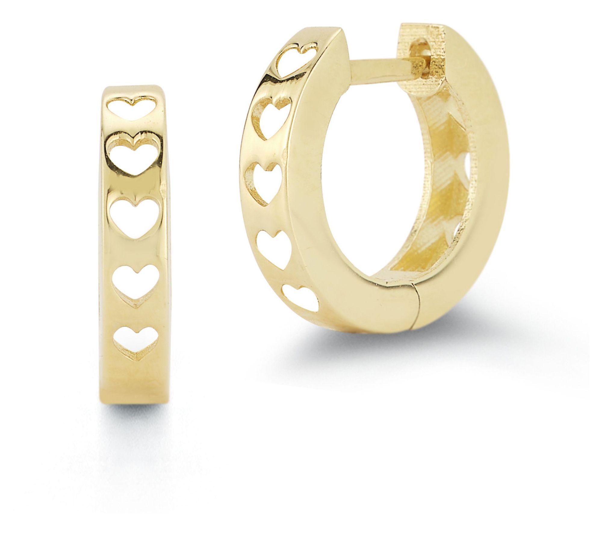 Luminosa Gold Heart Cutout Huggie Hoop Earrings , 14K