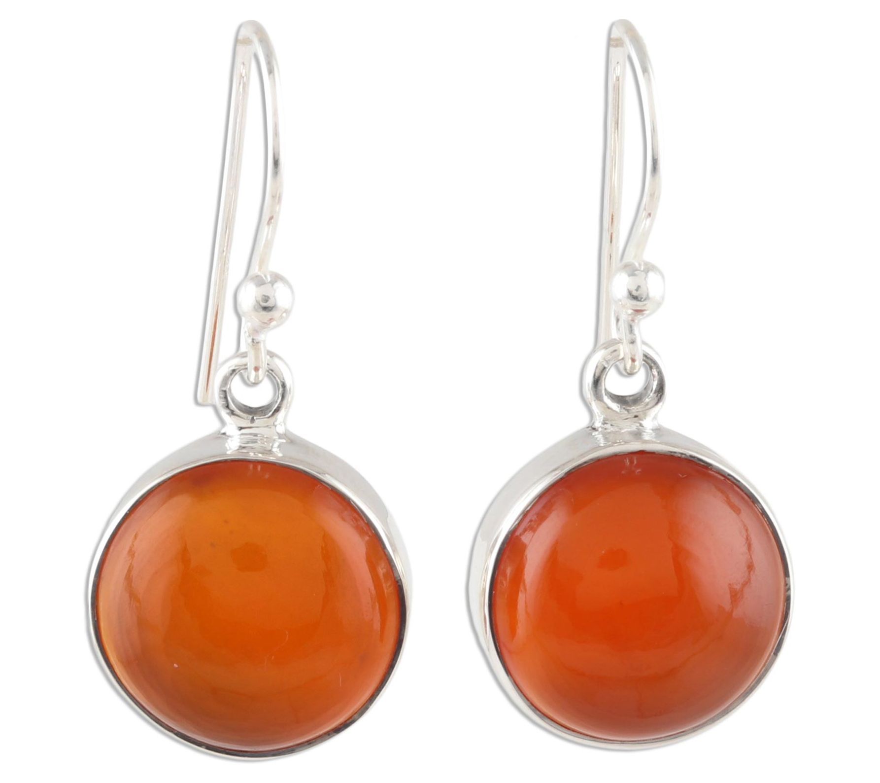 Novica Artisan Crafted Sterling Carnelian Dangle Earrings