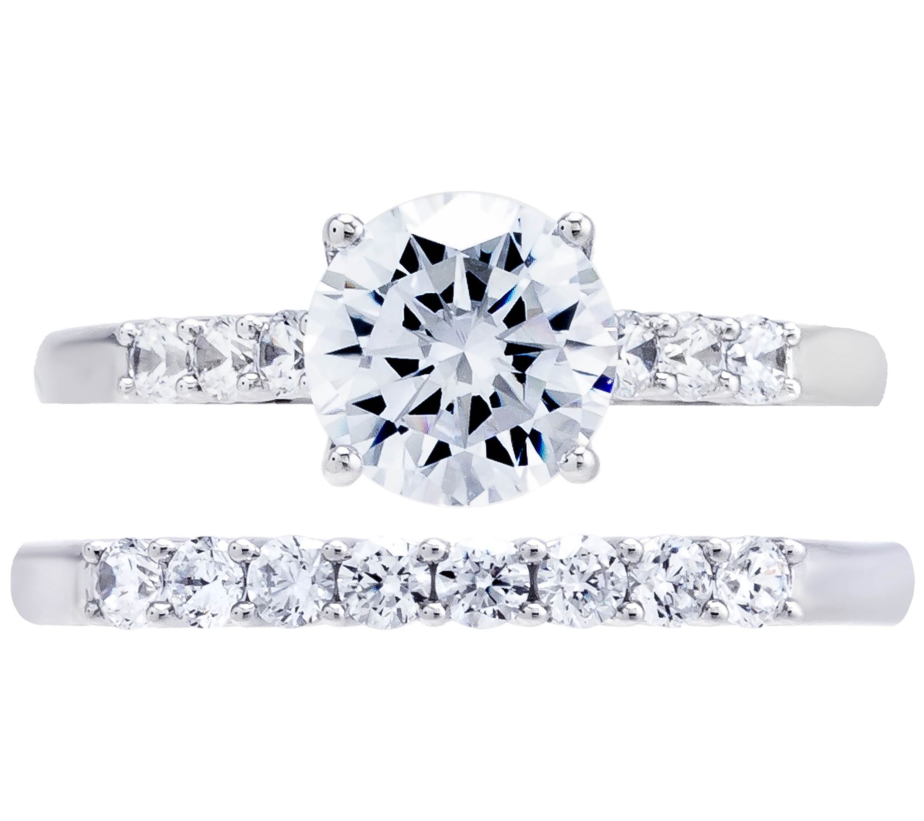 Diamonique 1 95 Cttw Bridal Ring Set Sterling Silver QVC Com   J426869.002