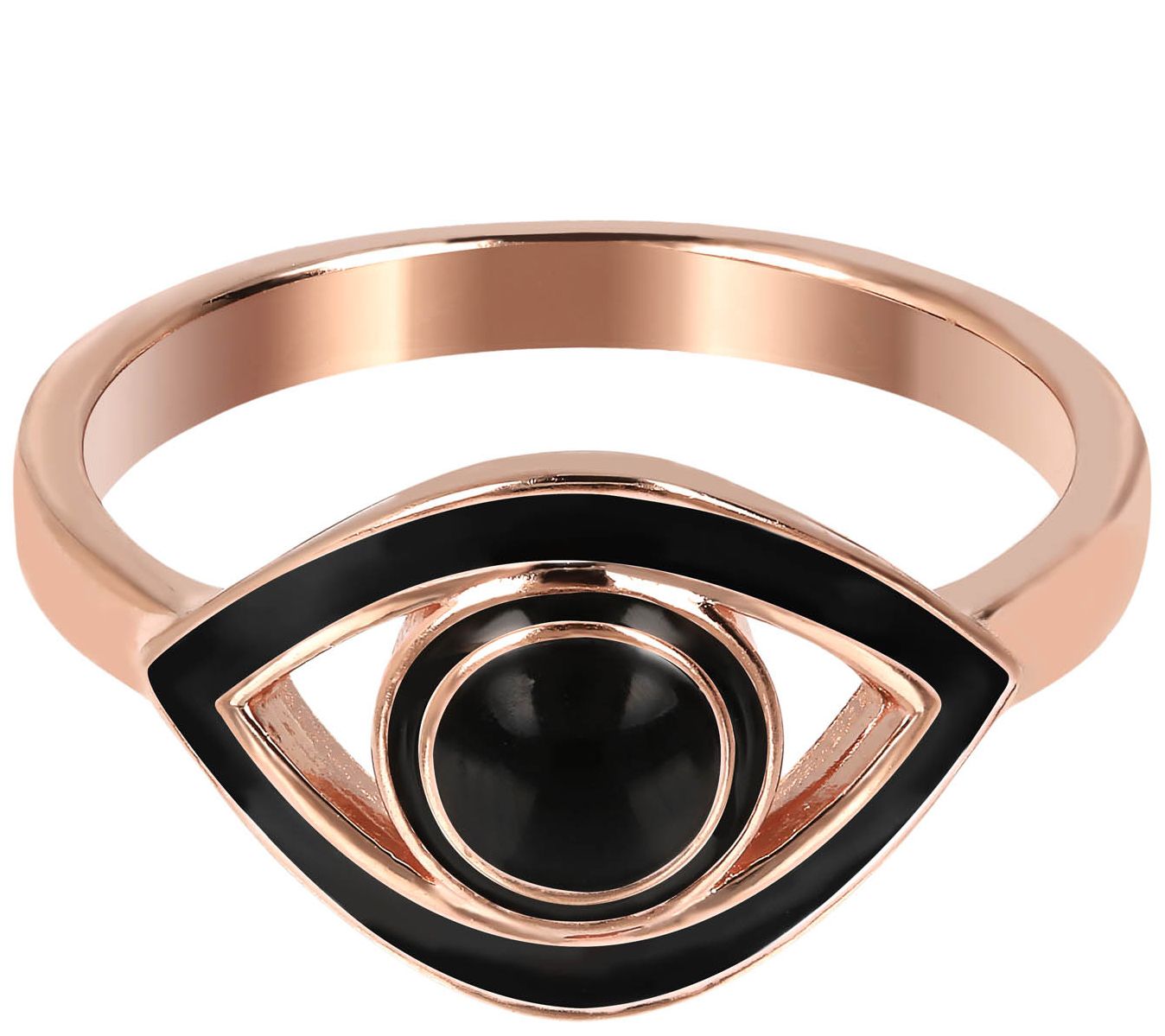 Netali Nissim Enamel Evil Eye Ring, 18K Rose Gold Plated