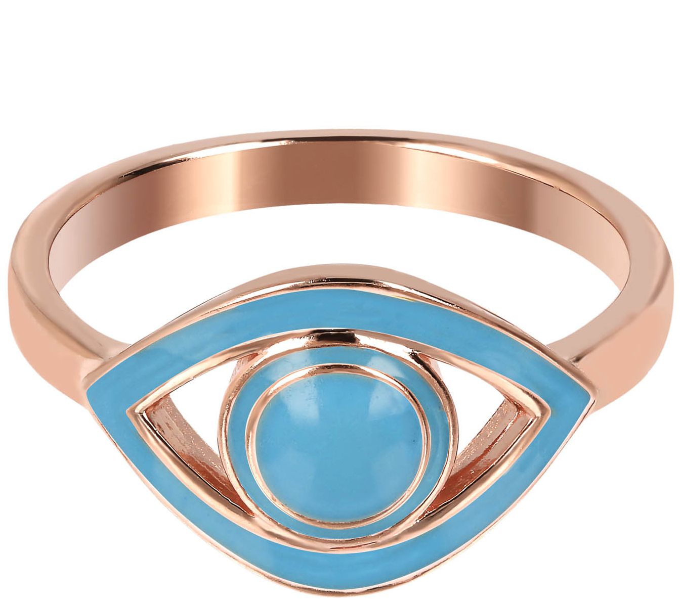 Netali Nissim Enamel Evil Eye Ring, 18K Rose Gold Plated