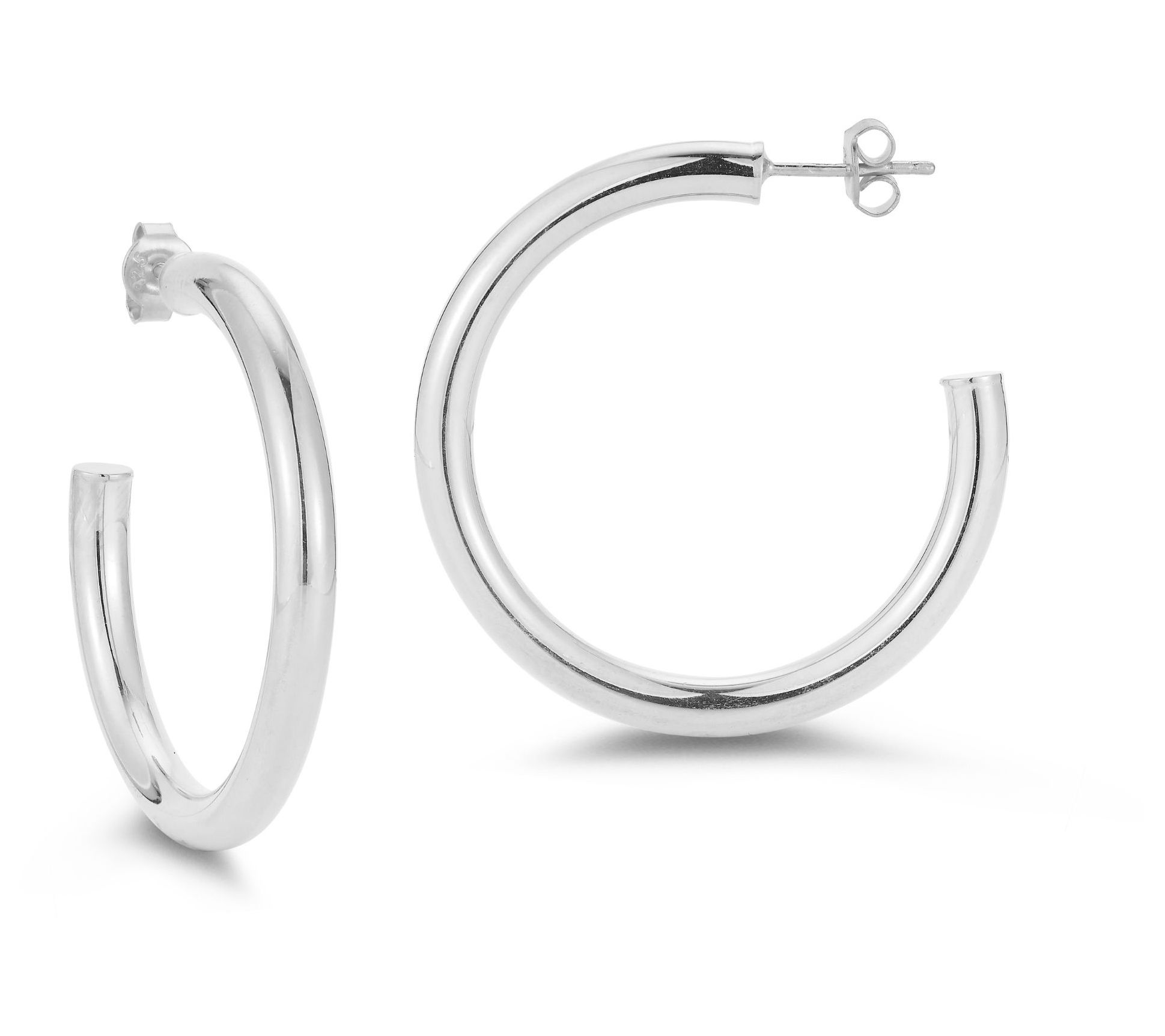 Sterlina Silver 1-1/2" Round Hoop Earrings, Sterling