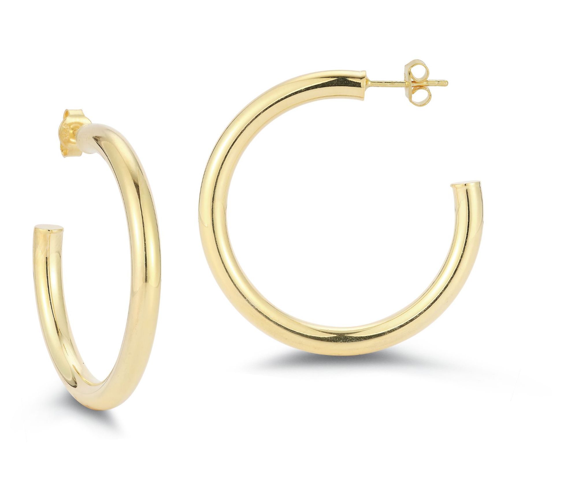 Sterlina Silver 1-1/2" Round Hoop Earrings, Sterling