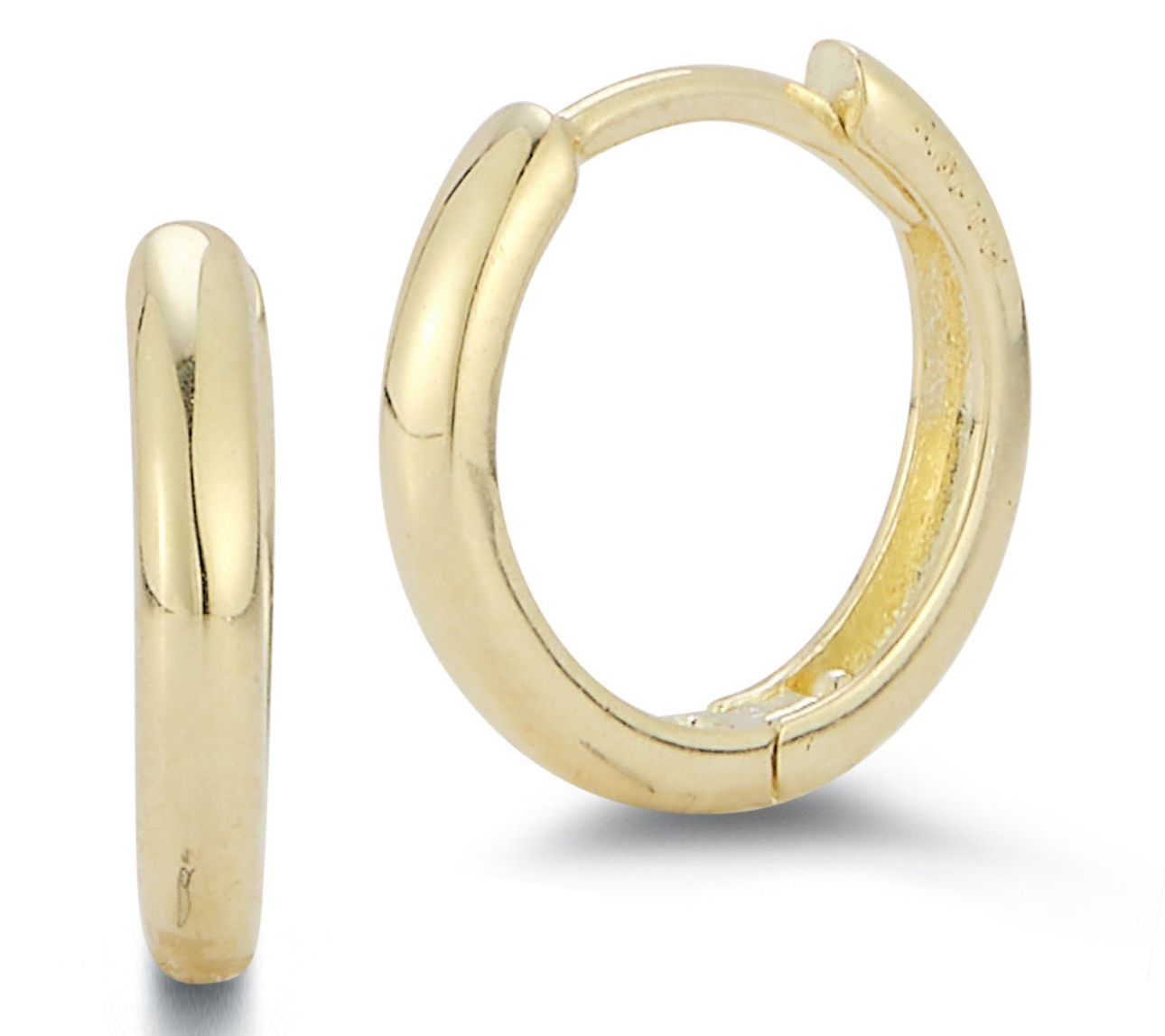 Luminosa Gold 1/2" Round Huggie Hoop Earrings, 14K