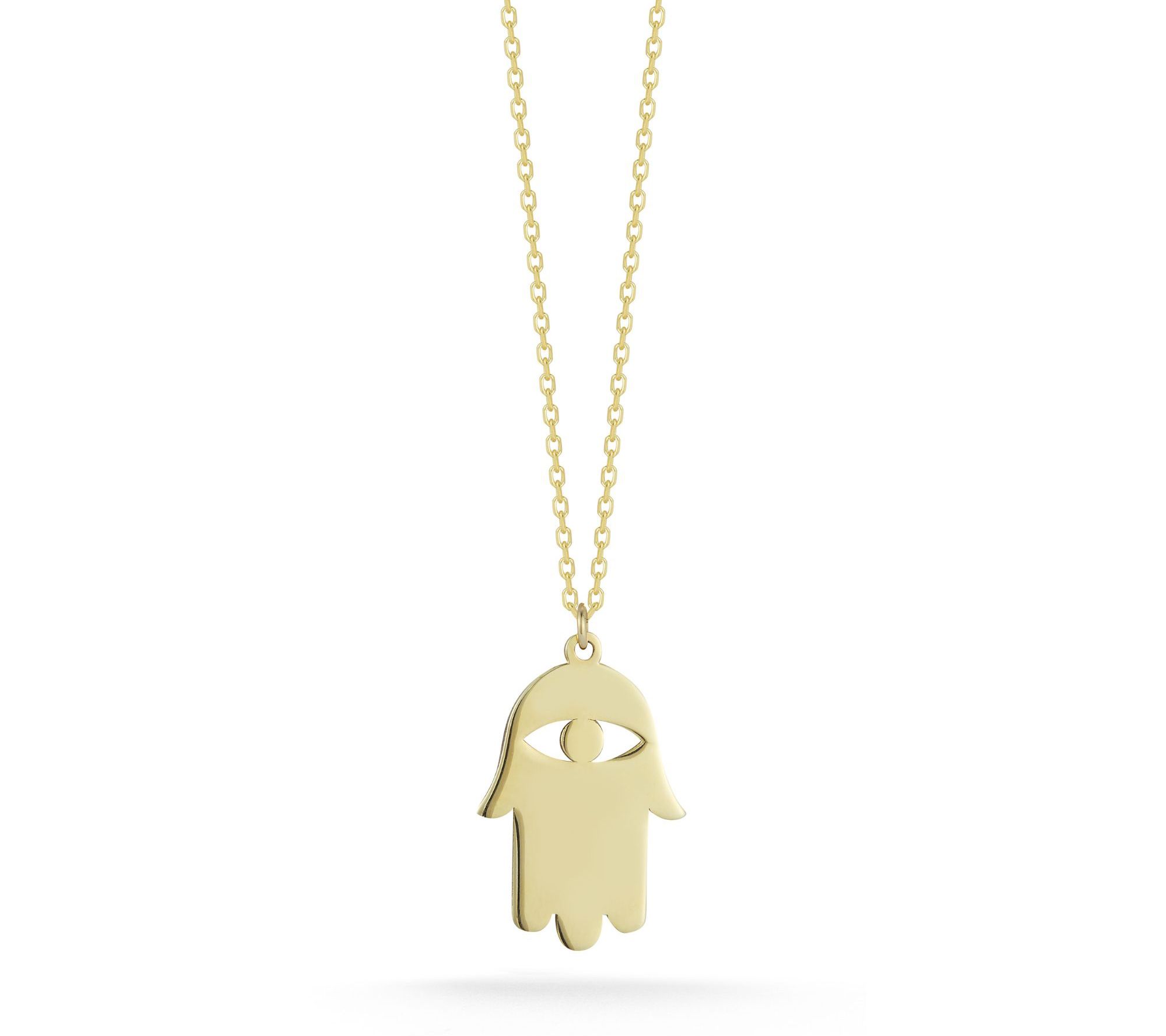 Luminosa Gold Hamsa Pendant w/ Chain, 14K