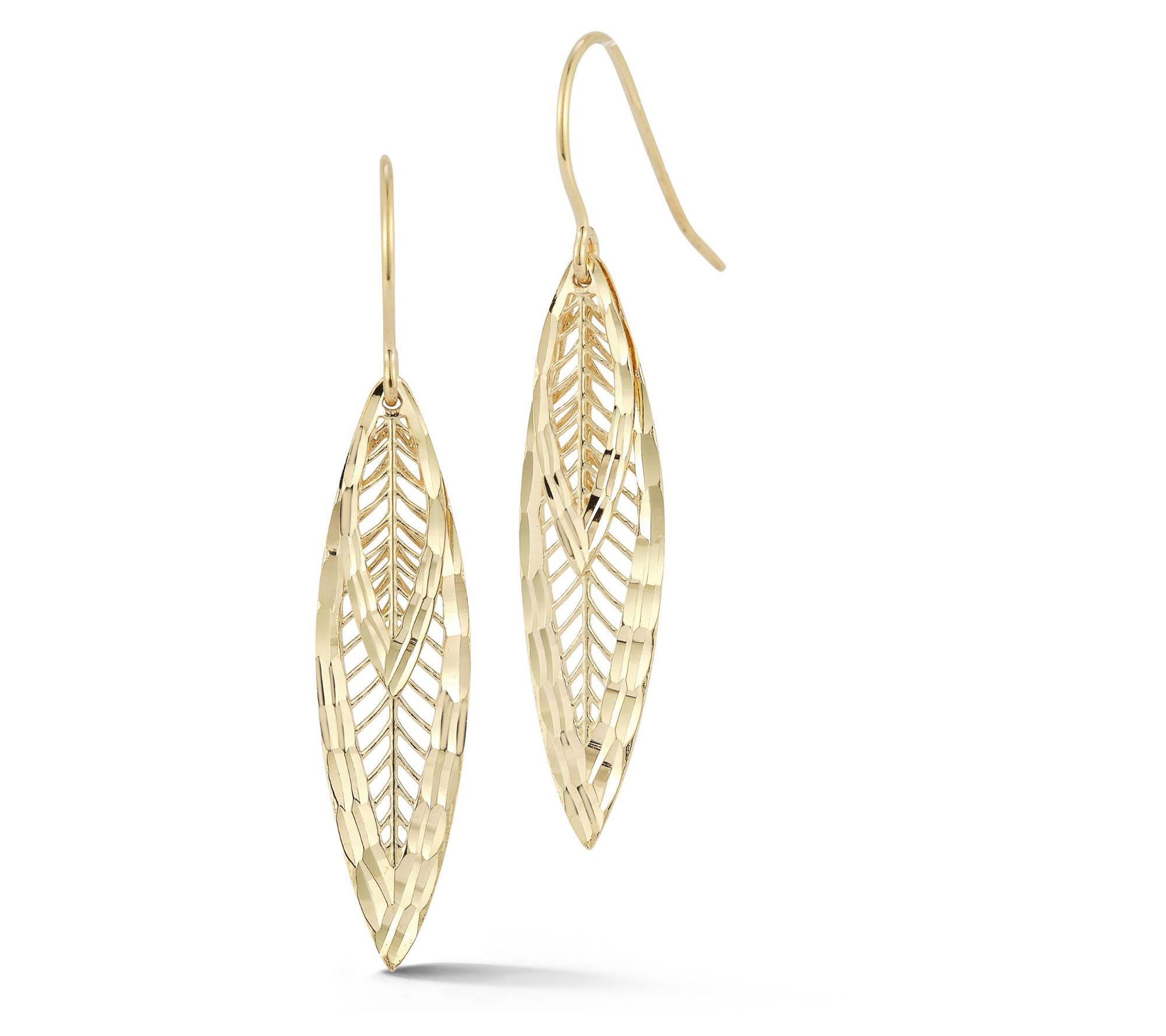 Luminosa Gold Double-Layered Leaves Dangle Earrings, 14K