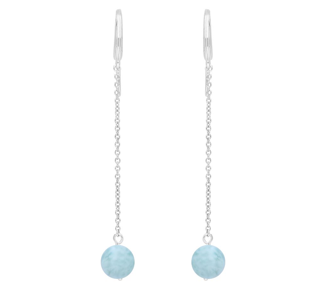 Ariva Silver 18K Clad Larimar Dangling Drop Earrings