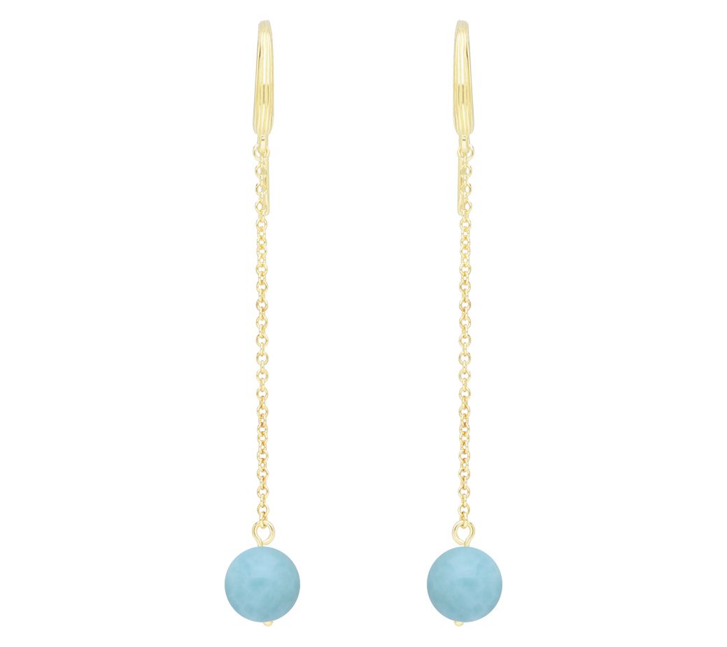 Ariva Silver 18K Clad Larimar Dangling Drop Earrings