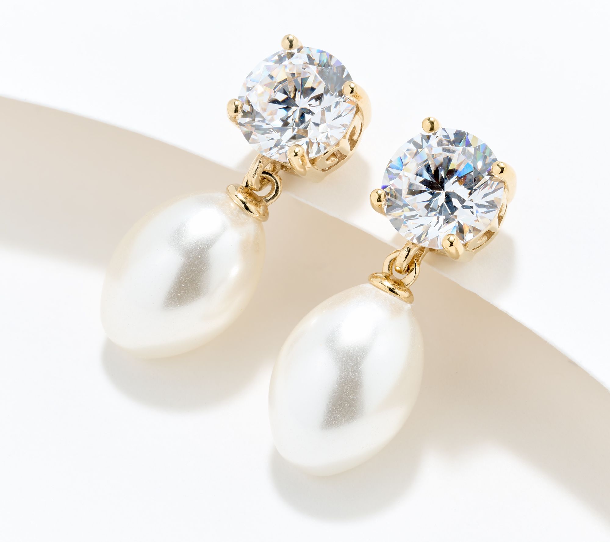 Diamonique x Prince Dimitri Simulated Pearl Royal Earrings, Sterling Silver