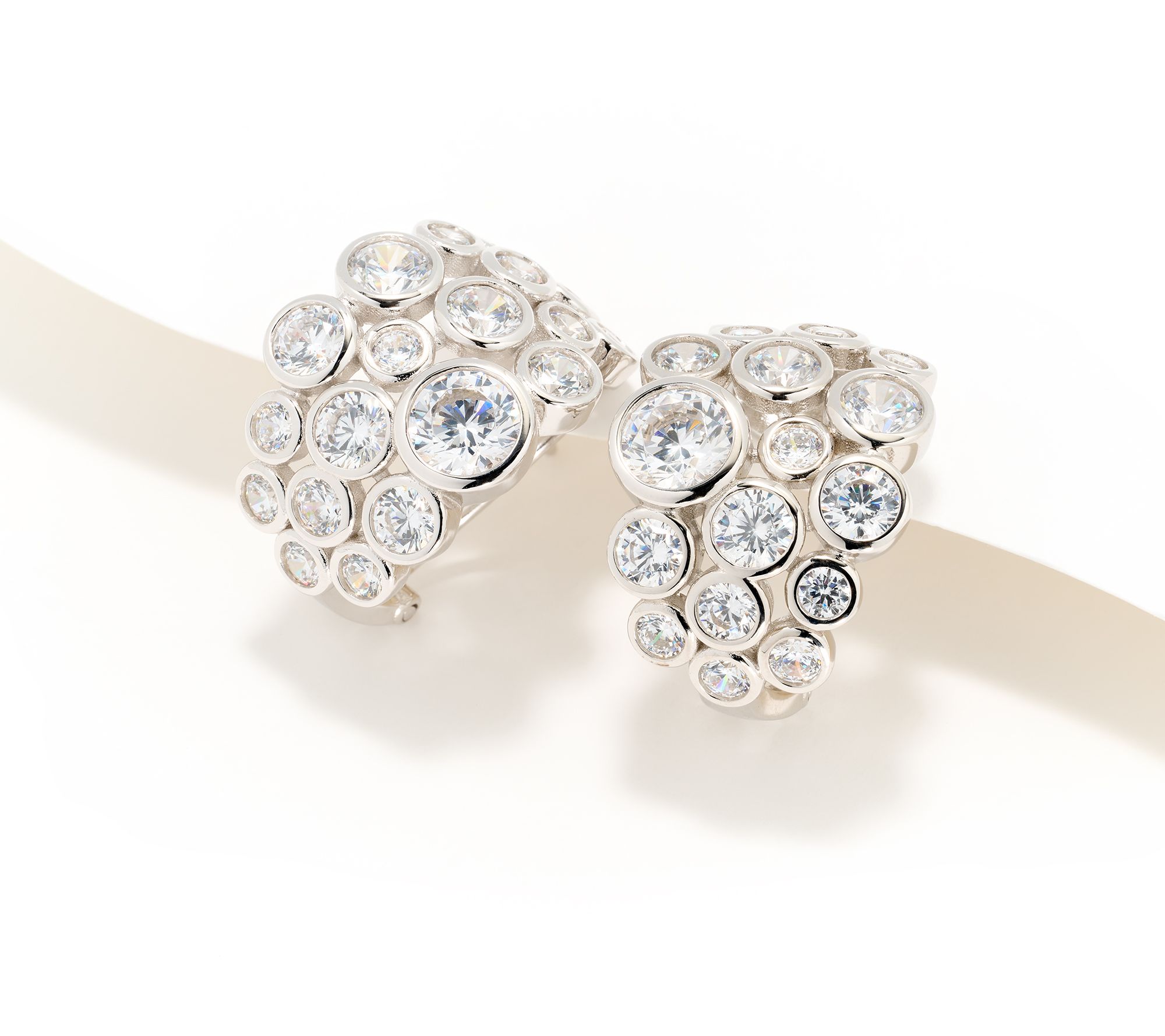 Diamonique x Jennifer Miller Cluster Set Huggie Hoops, Sterling Silver