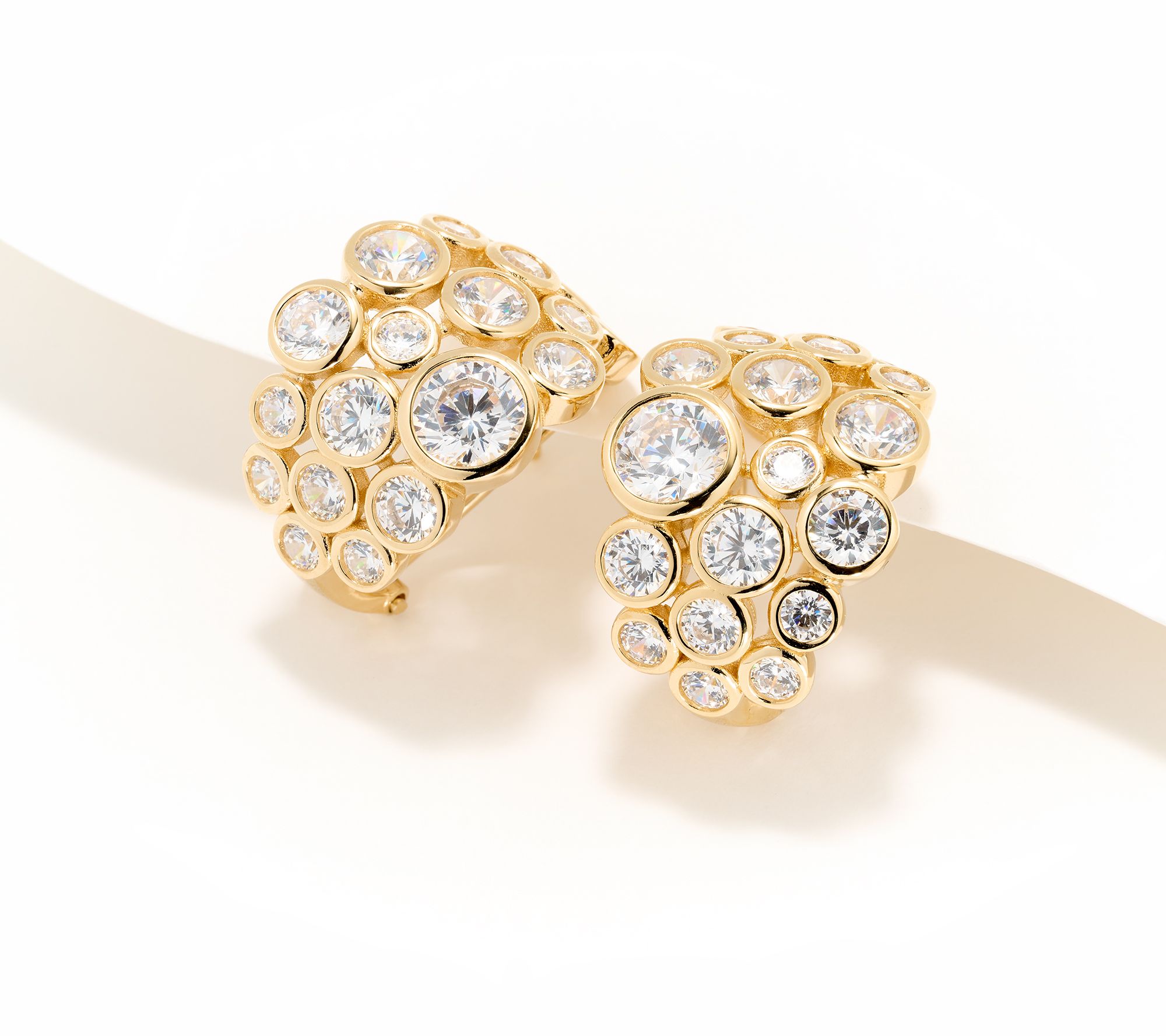 Diamonique x Jennifer Miller Cluster Set Huggie Hoops, Sterling Silver