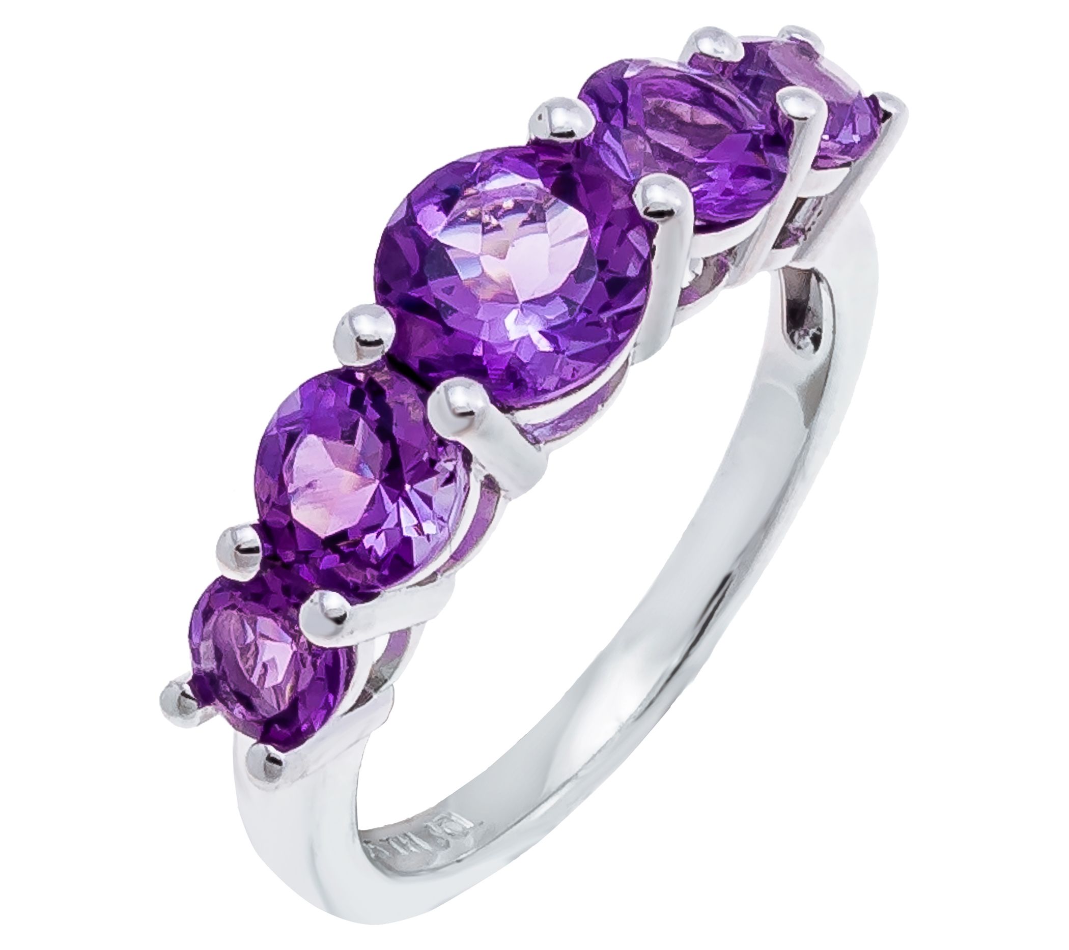 Affinity Gems 5-Stone Round Cut Gemstone Ring,Sterling Silver