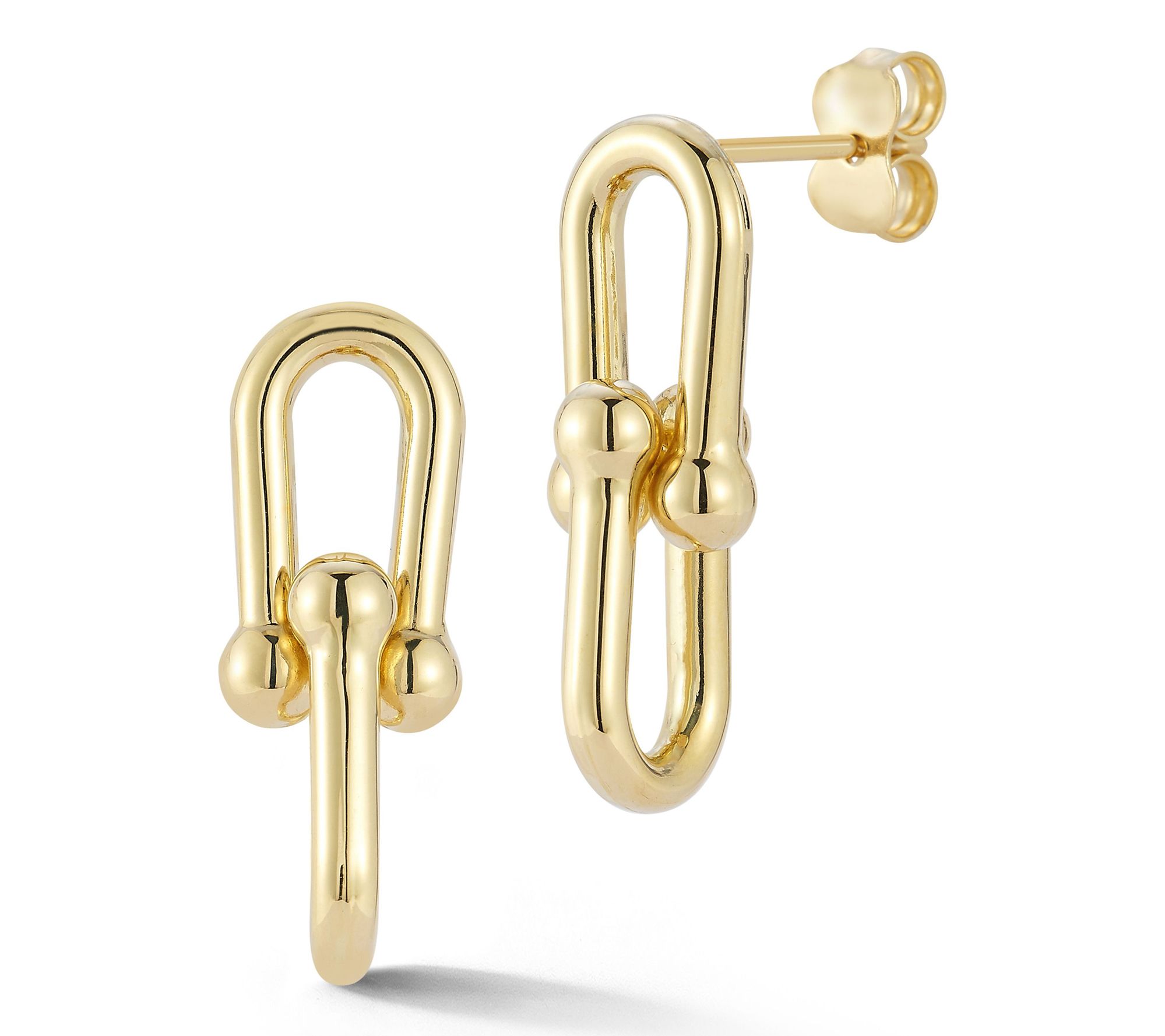 Luminosa Gold Double U-Link Drop Earrings, 14K