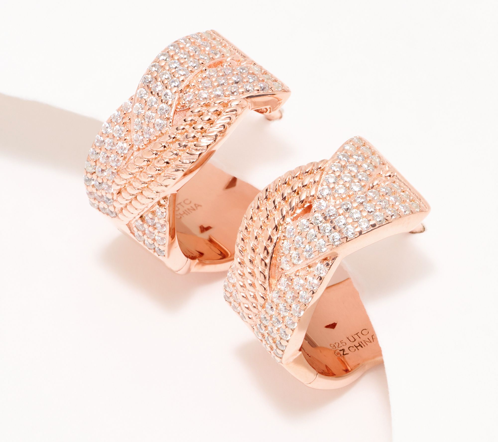 Diamonique x Kathy Levine Cornucopia Huggie Hoops, Sterling Silver