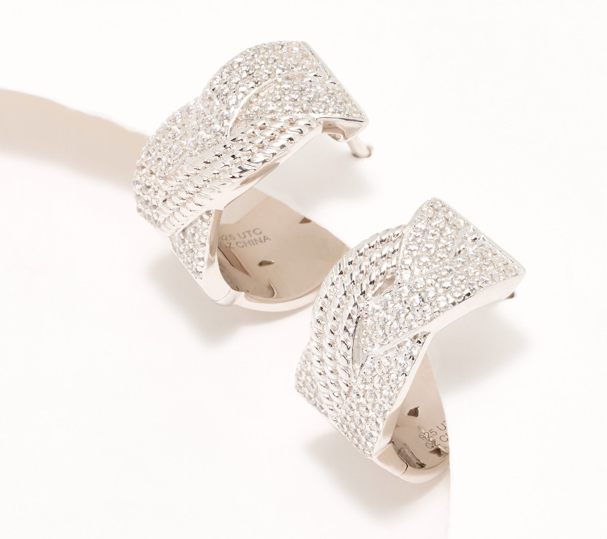 Diamonique x Kathy Levine Cornucopia Huggie Hoops, Sterling Silver