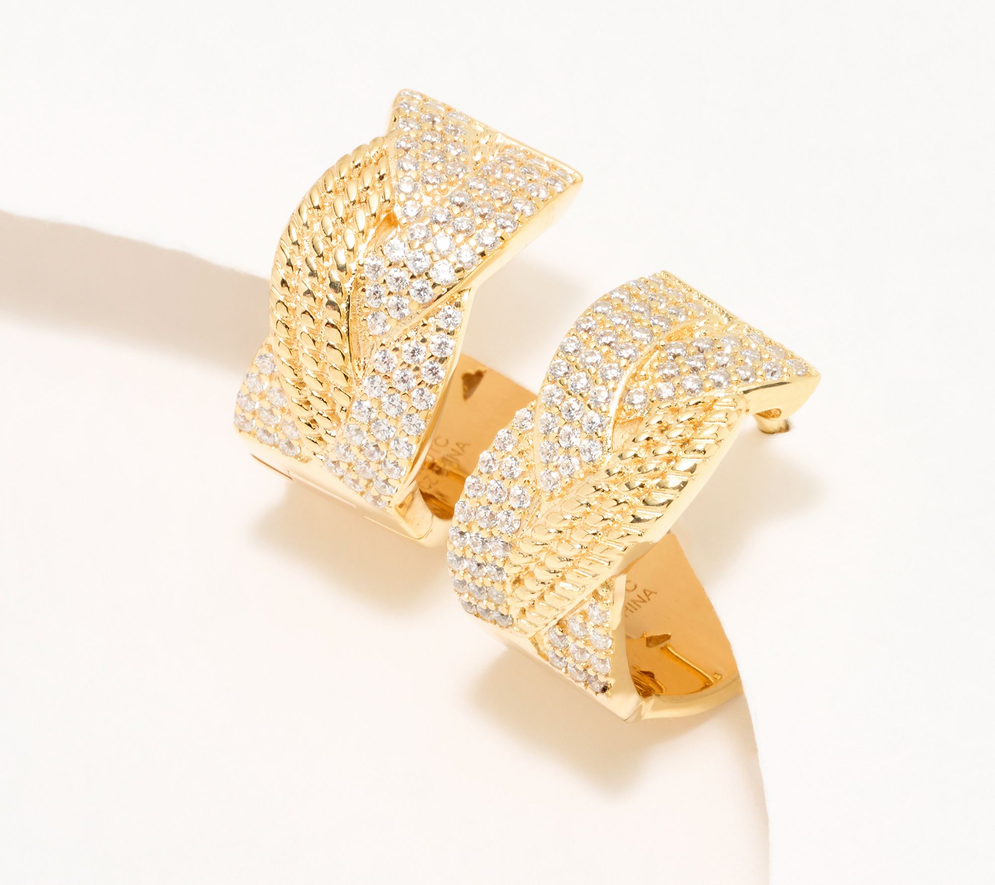 Diamonique x Kathy Levine Cornucopia Huggie Hoops, Sterling Silver