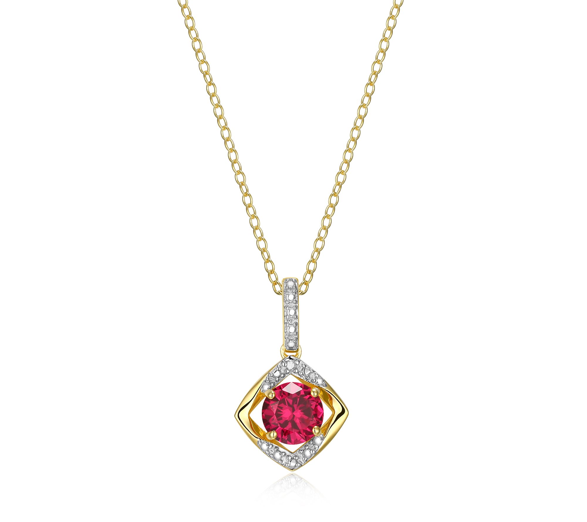 Affinity Gems Birthstone & Diamond Pendant w/ Chain, Sterling