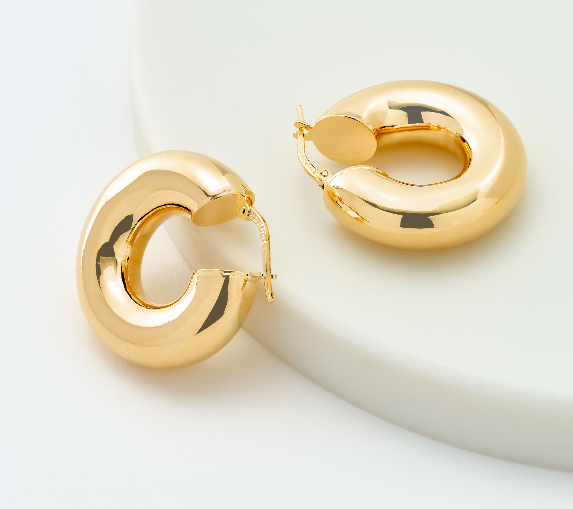 "As Is" David Markstein Bronze 7.5mm Polished 1" Hoop Earrings