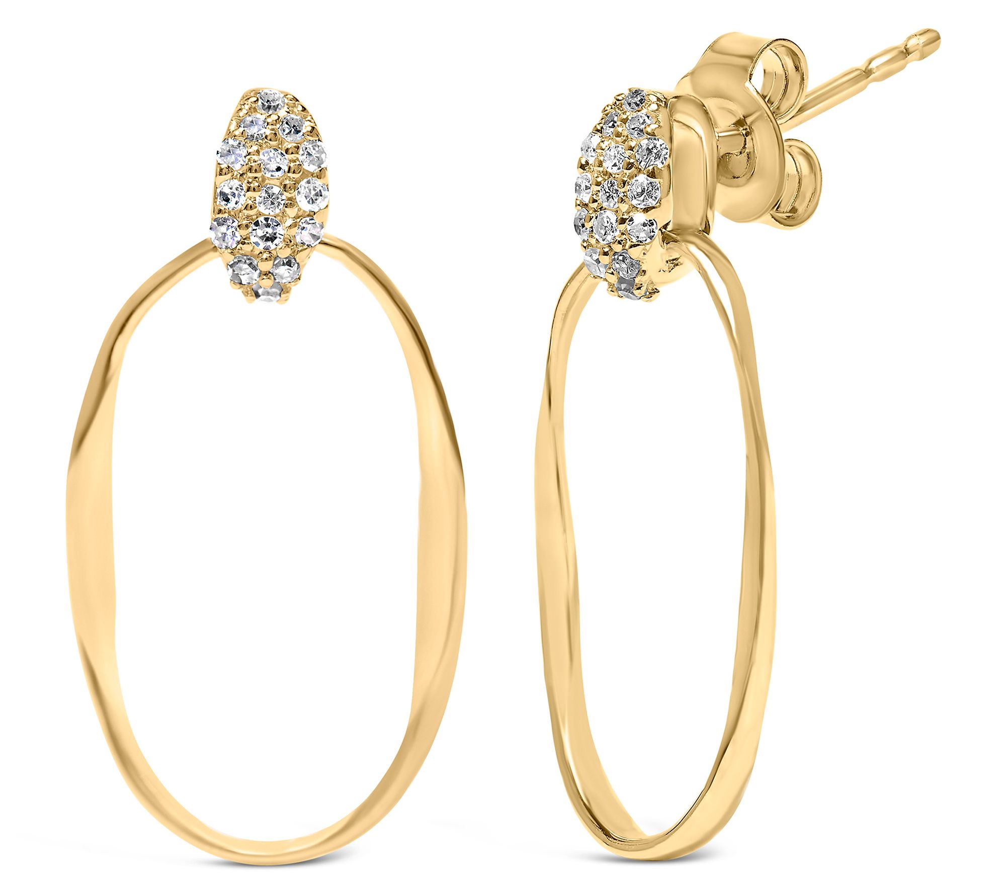 Haus of Brilliance Diamond Frontal Hoop Earrings, 14K Plated
