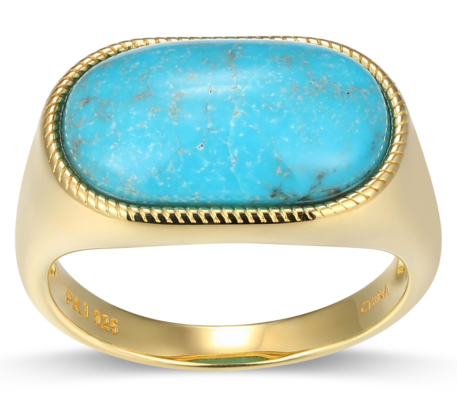 Affinity Gems Turquoise Signet Ring, 18K Gold Plated