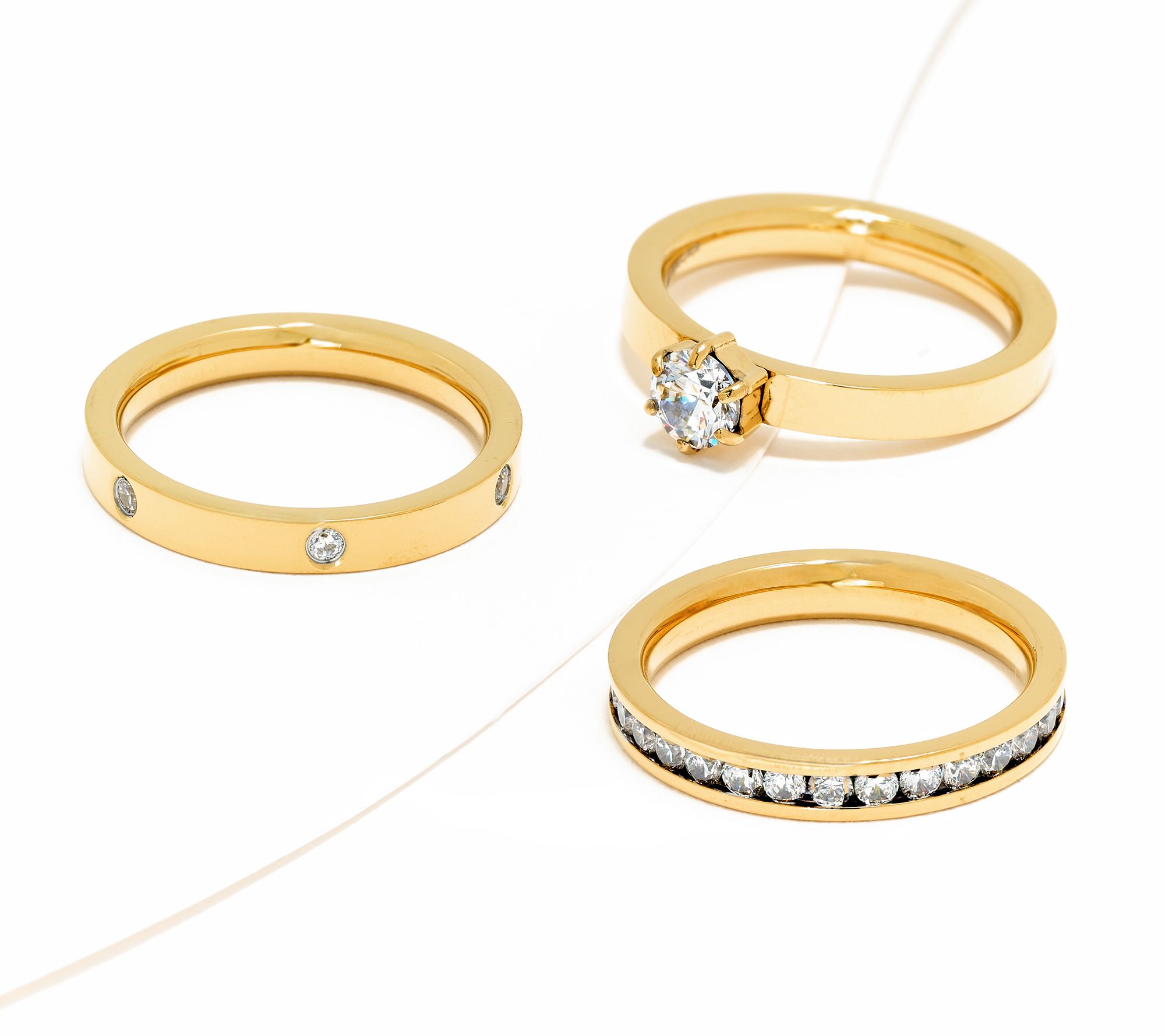 Steel by Diamonique Set of 3 Band Rings