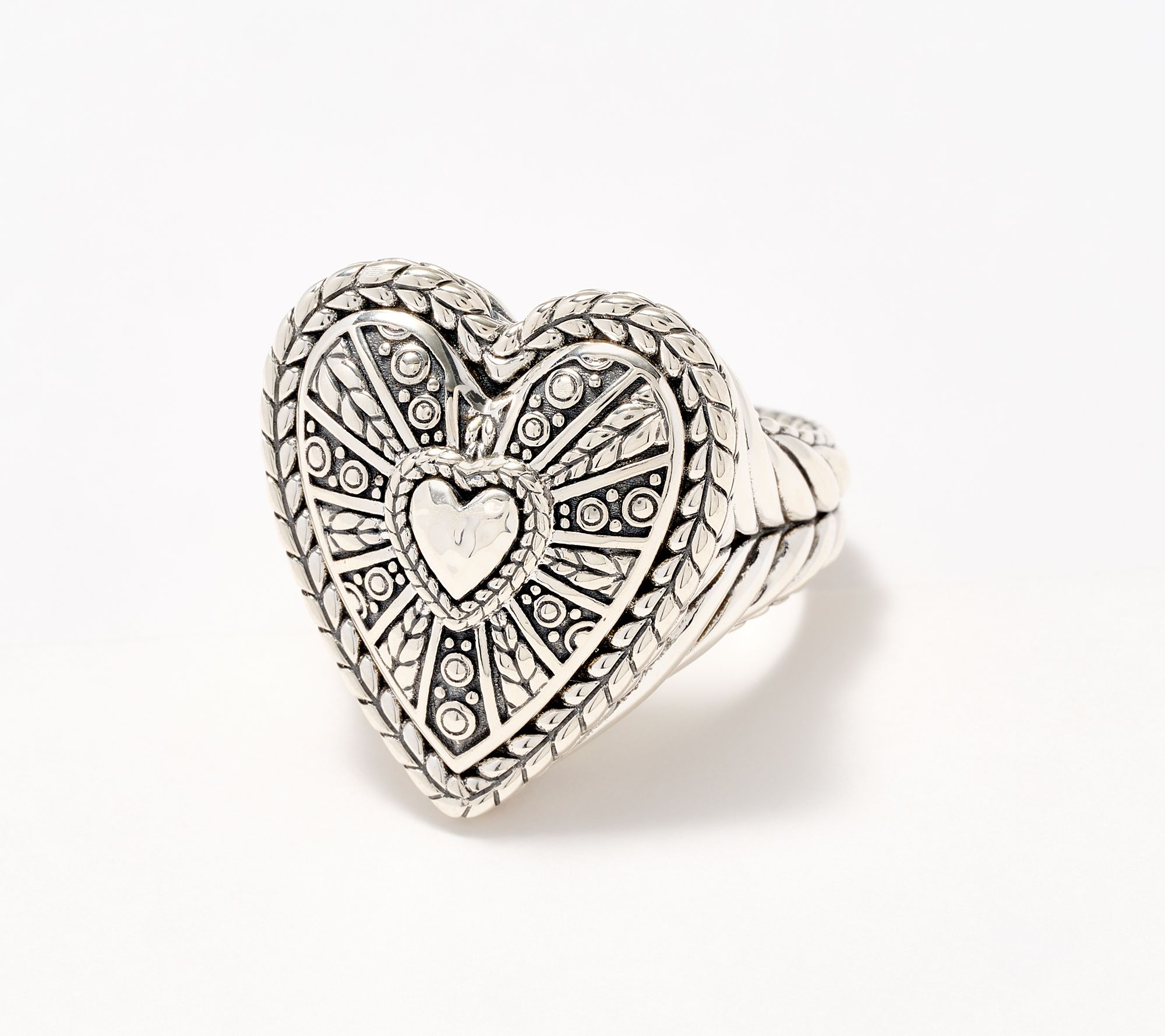 "As Is" JAI Sterling Silver Legacy Textured Heart Ring