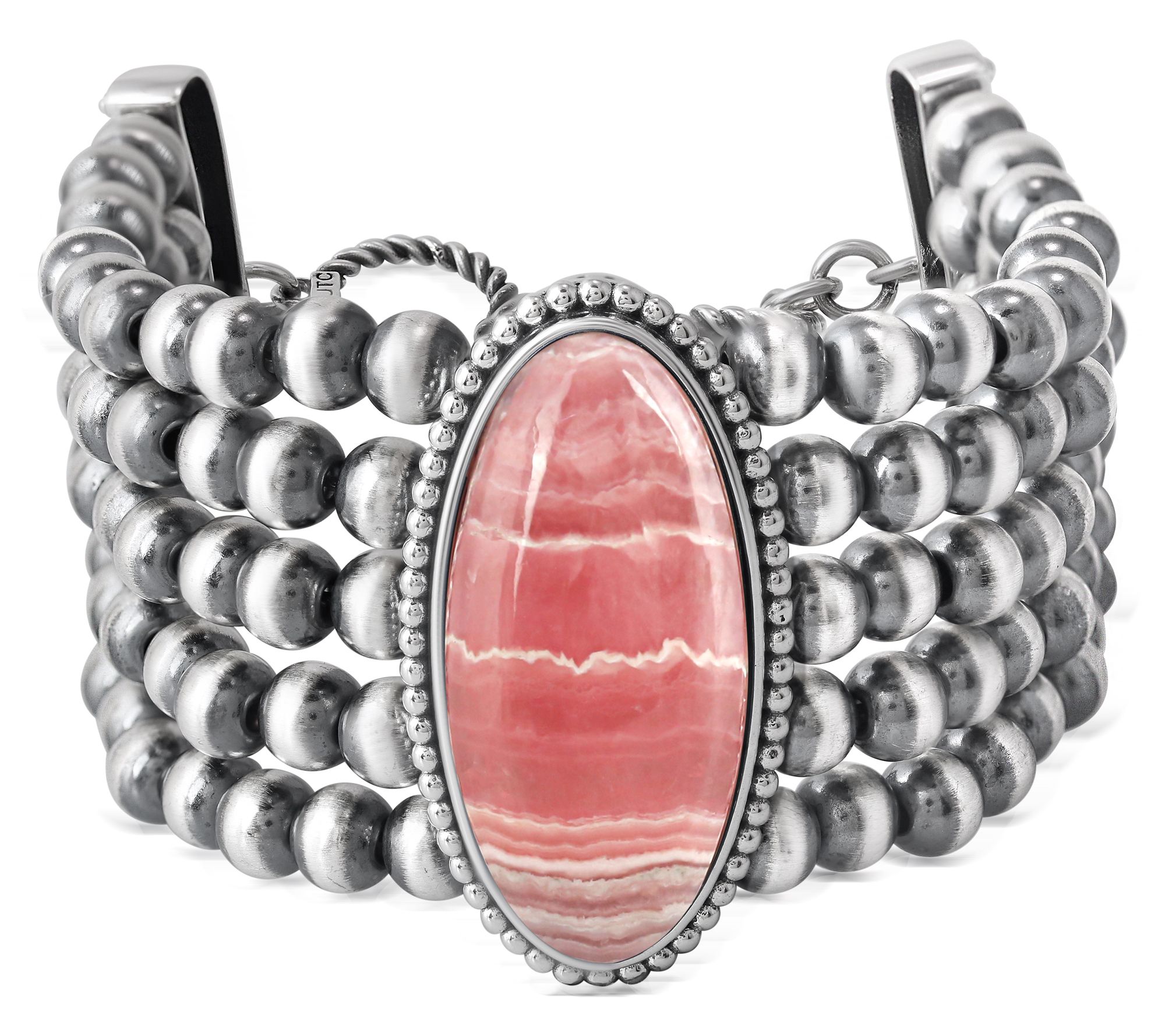 American West Sterling Silver Oval Gemstone Beaded Bracelet