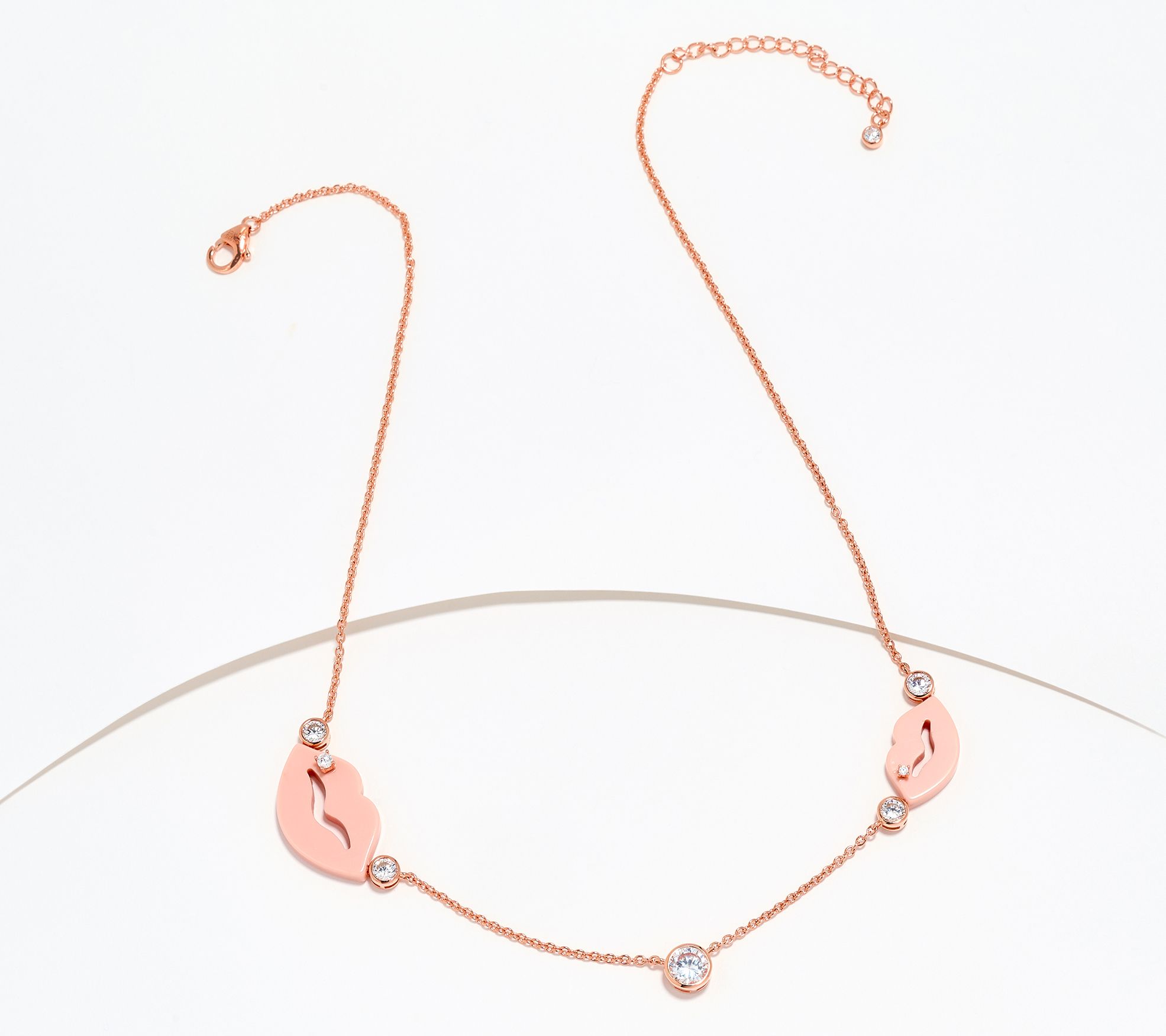 "As Is" Diamonique x Melissa McGoff Lip Motif Necklace, Sterl