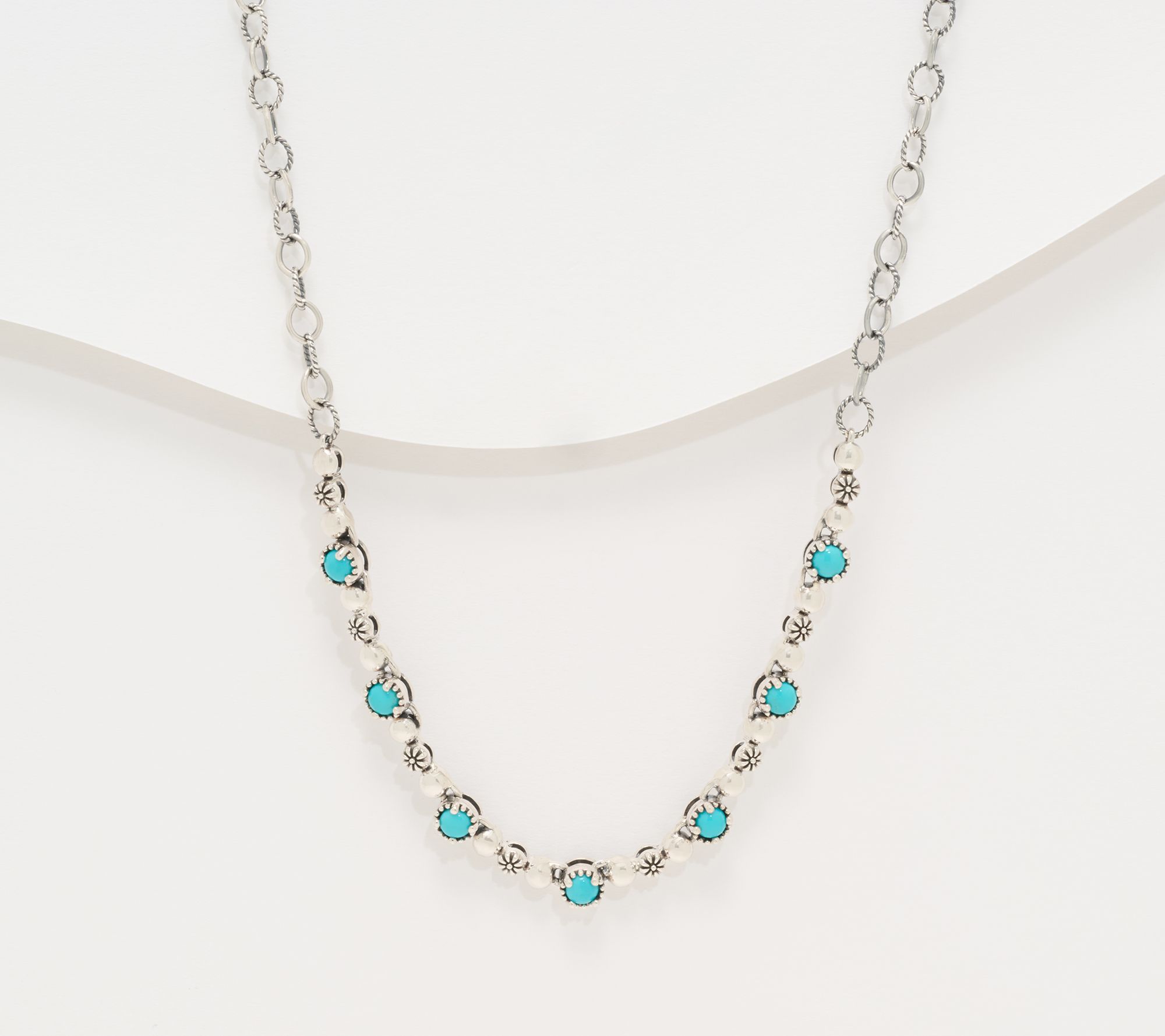 American West Sterling Silver Gemstone Concha Crescent Necklace