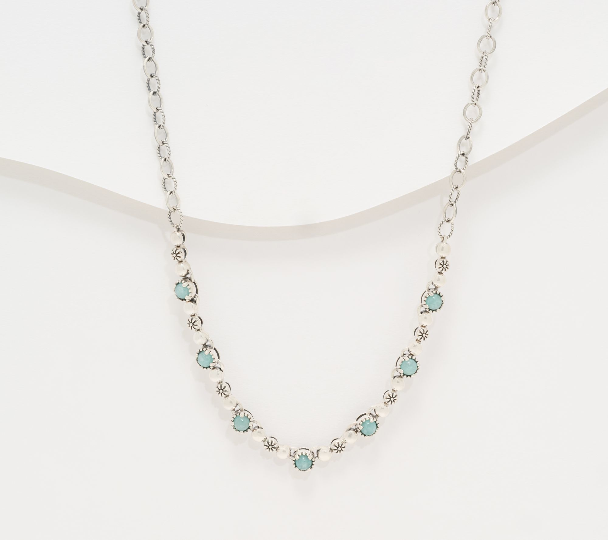 American West Sterling Silver Gemstone Concha Crescent Necklace