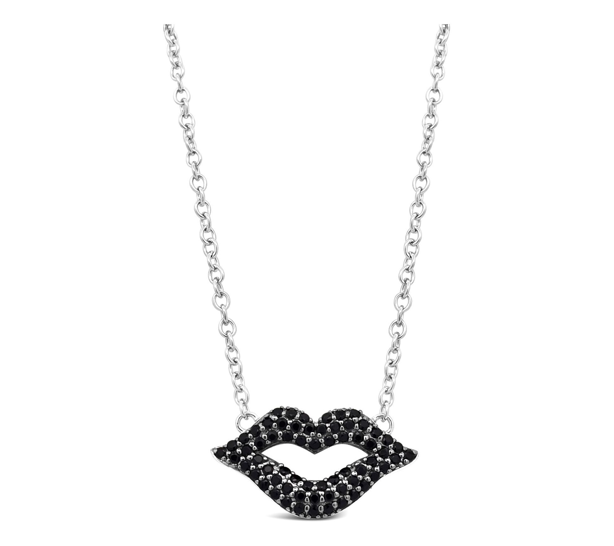 Margo Manhattan Sterling Silver Black Spinel Kiss Me Necklace