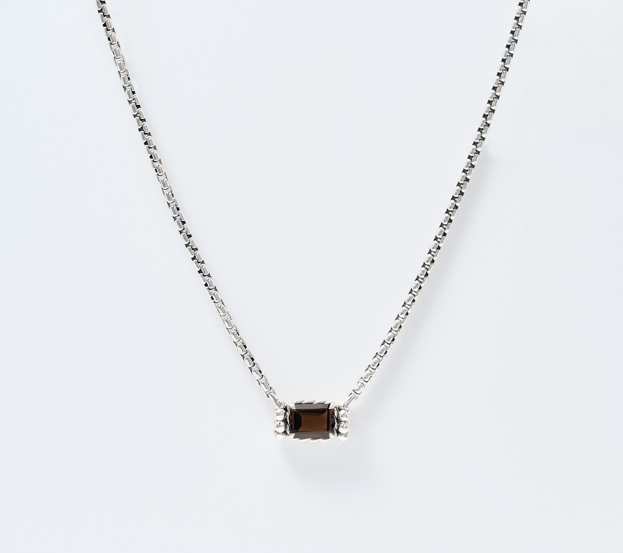 JAI Sterling Silver Emerald Cut 2.7mm Box Chain 16" Necklace