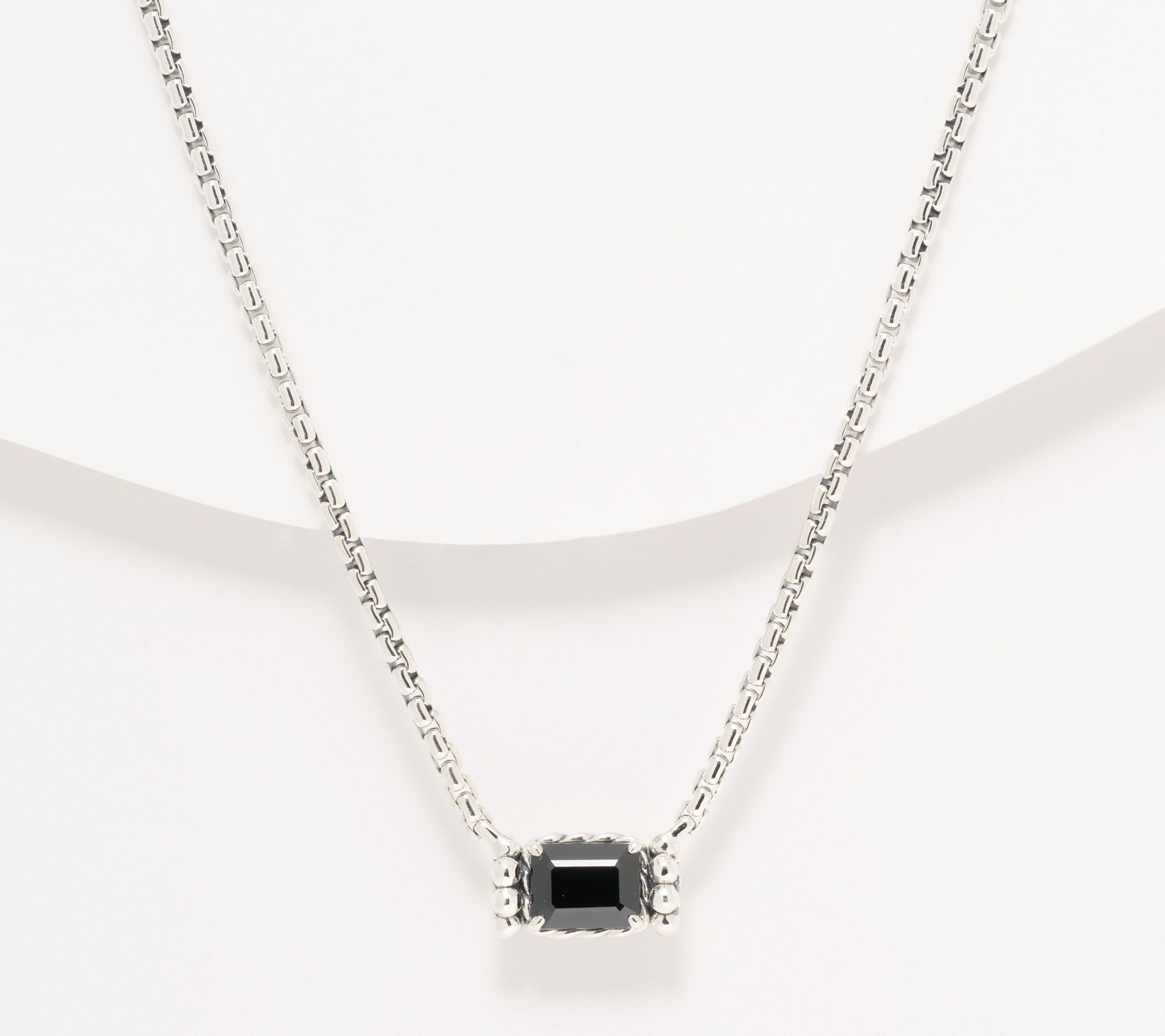 JAI Sterling Silver Emerald Cut 2.7mm Box Chain 16" Necklace