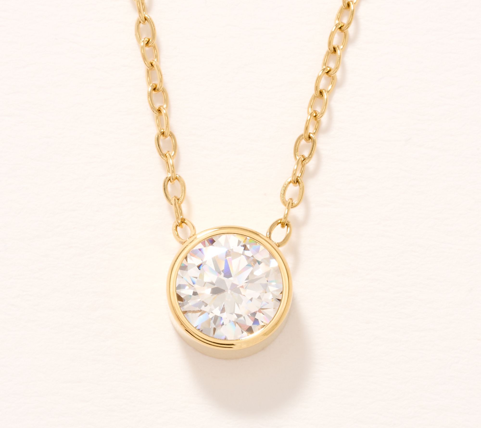  Steel by Diamonique Bezel Set Solitaire Pendant