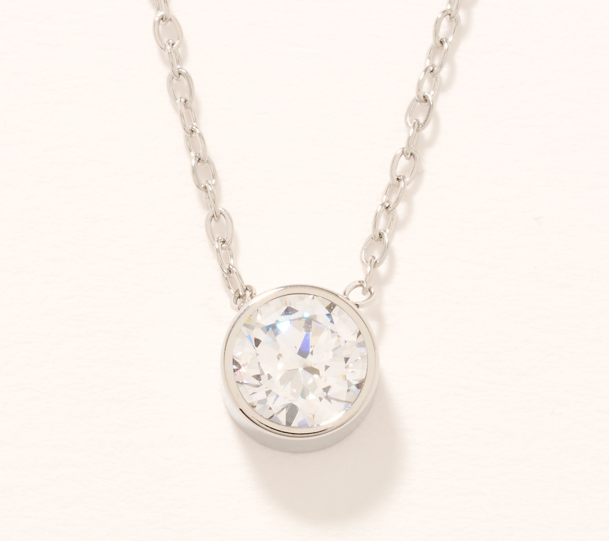Steel by Diamonique Bezel Set Solitaire Pendant