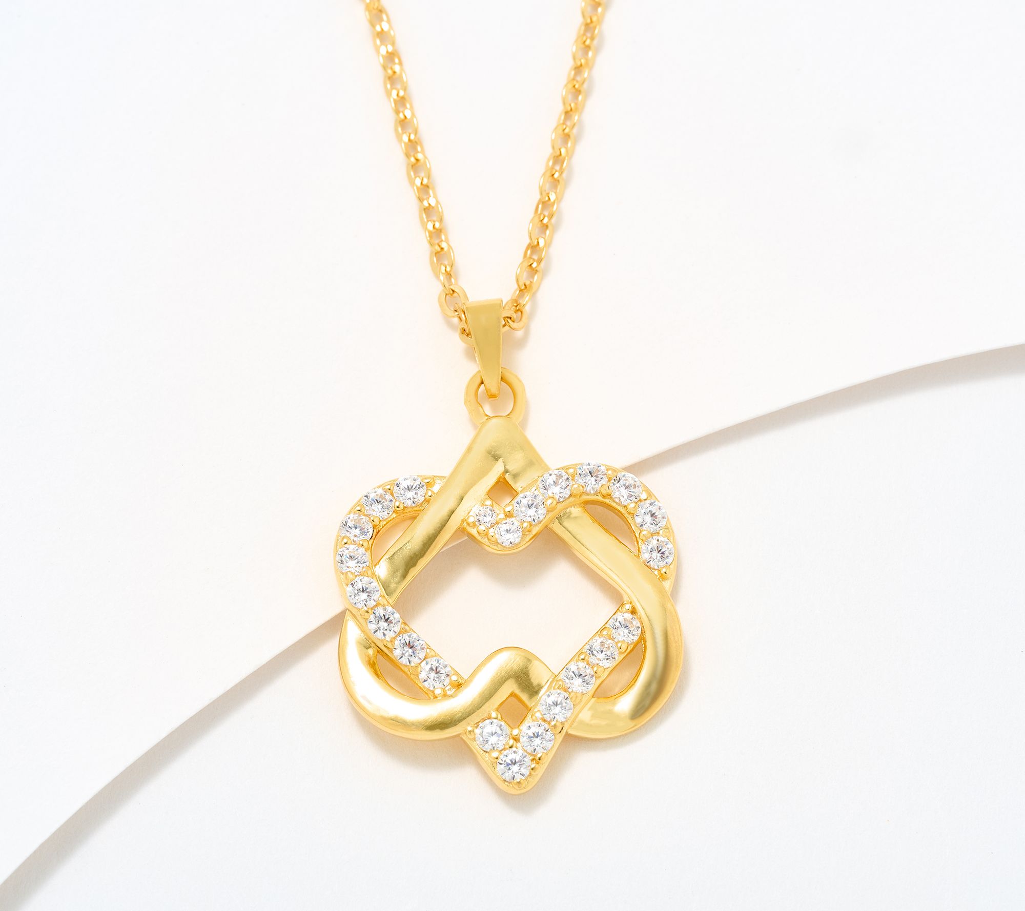 Diamonique Italia "Two Hearts, One Bond" Necklace, Sterl