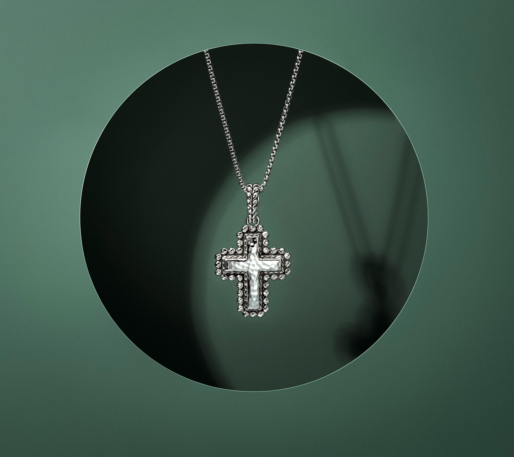 JAI Sterling Silver Hammered Bead Cross Enhancer - QVC.com