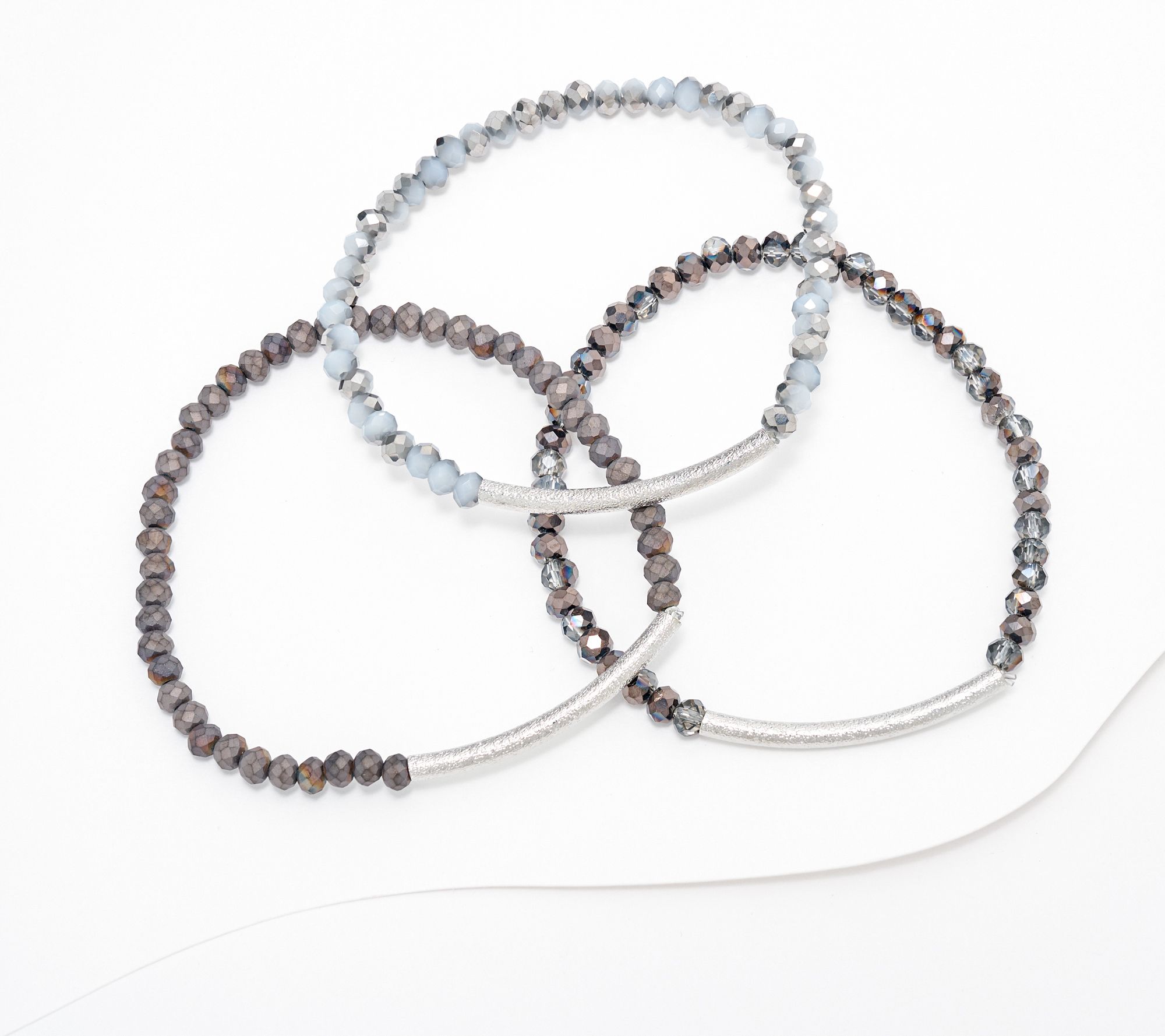 Susan Graver Set of 3 Simulated Gold Bar Stretch Bracelets