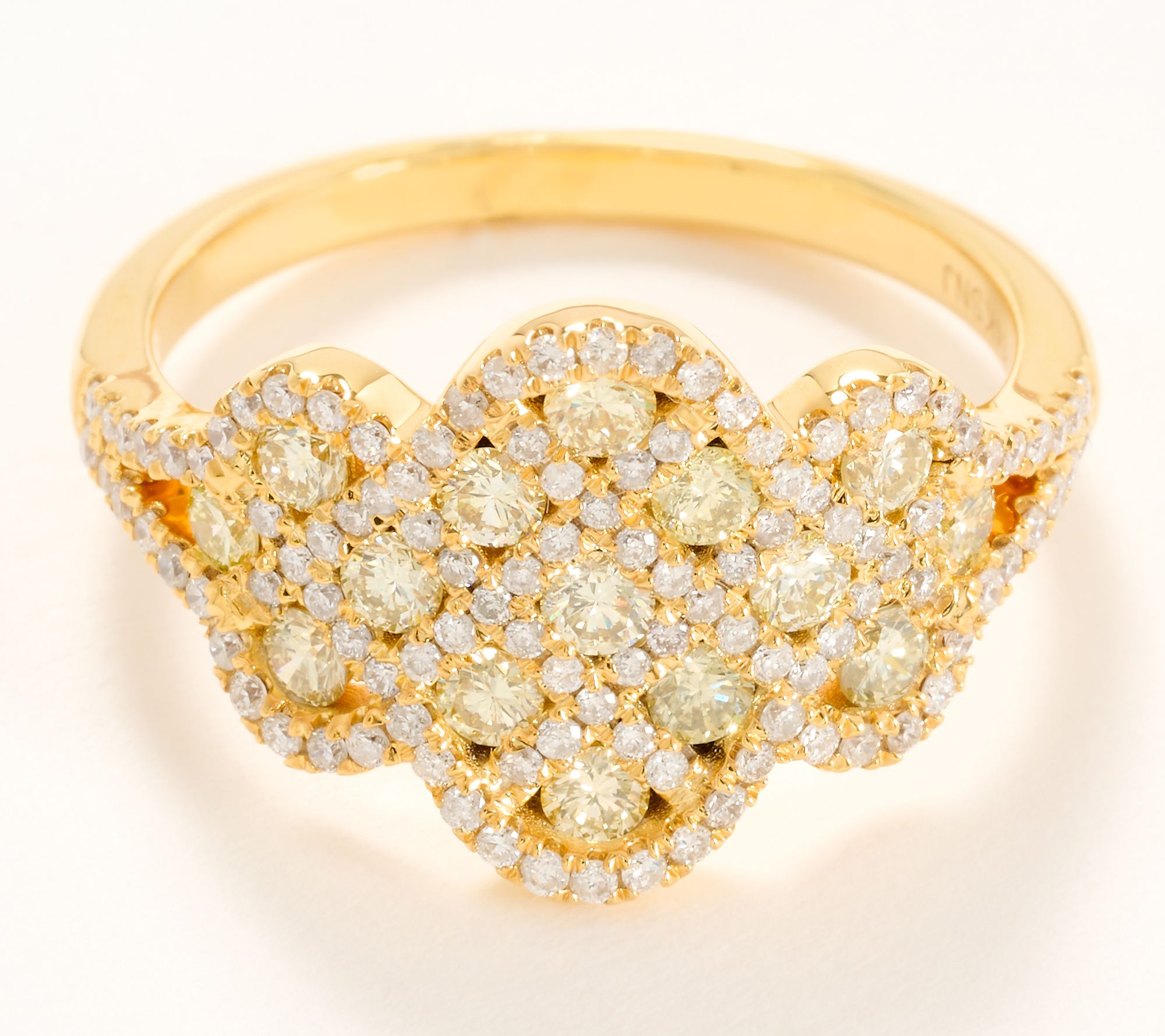 Affinity Diamonds Scalloped Trim Holiday Ring, 14K Yellow Gold
