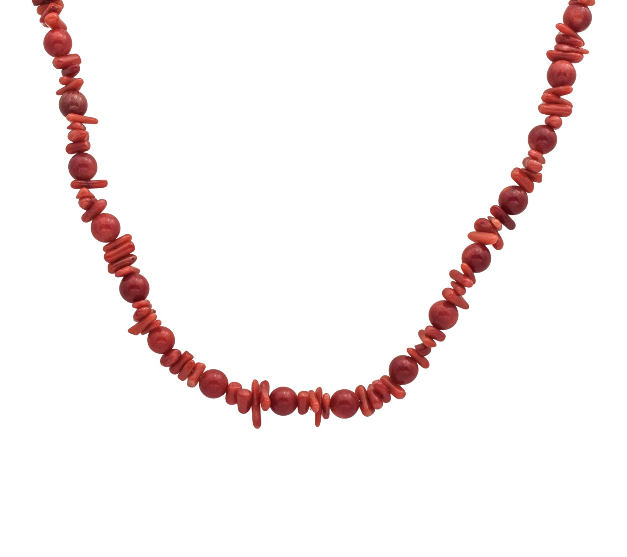 Affinity Gems Red Dyed Bamboo Necklace, Sterling Silver