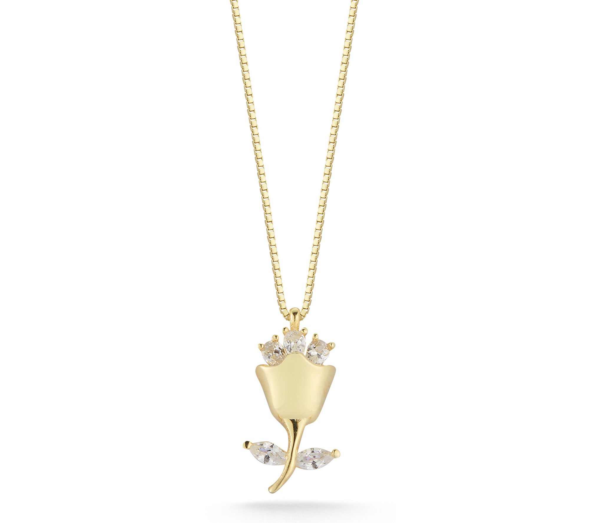 Sterlina Silver Pear & Marquise Cut Rose Necklace, Sterling