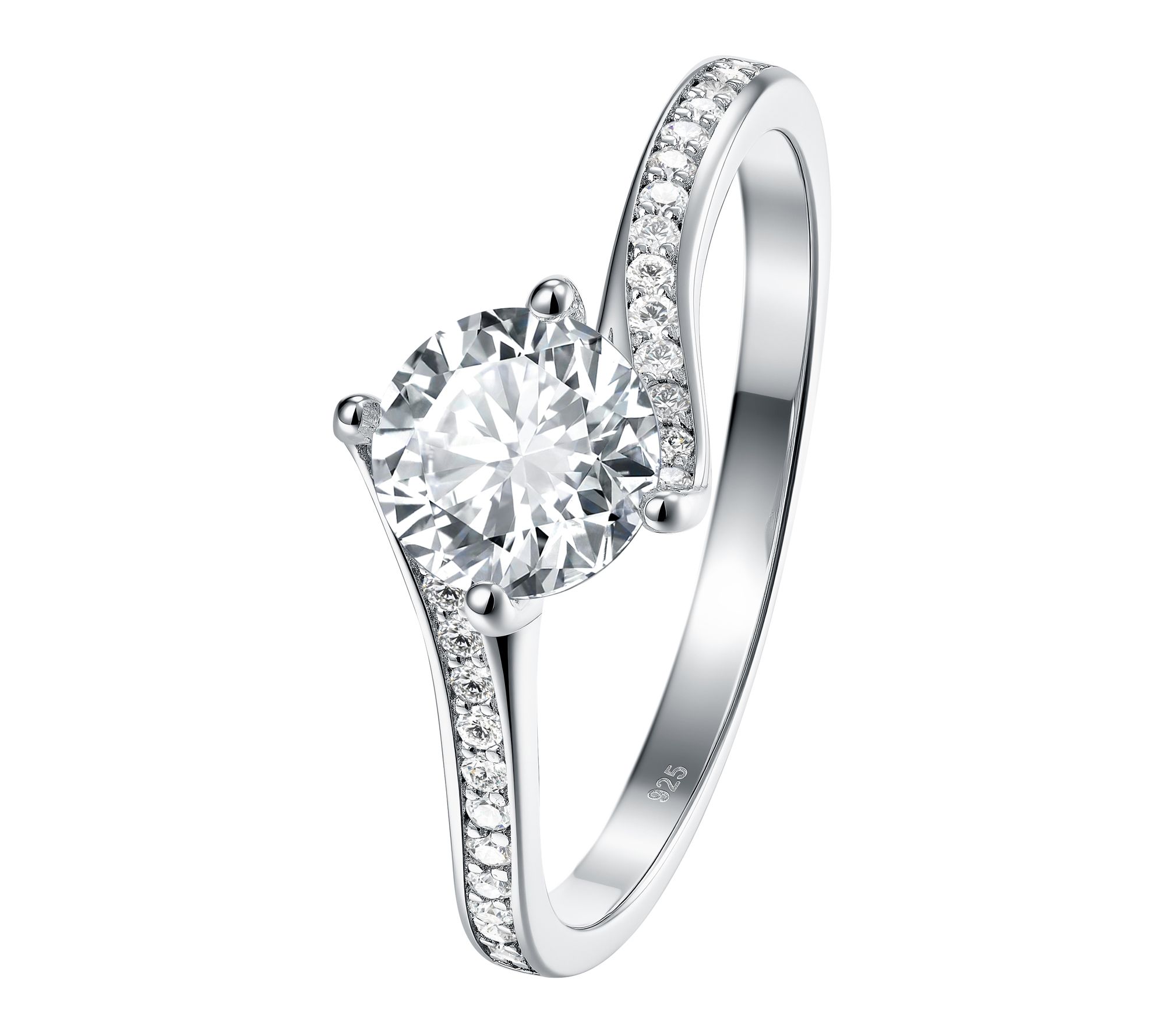 Diamonique 1.10 cttw Solitaire Bypass Ring, Sterling Silver