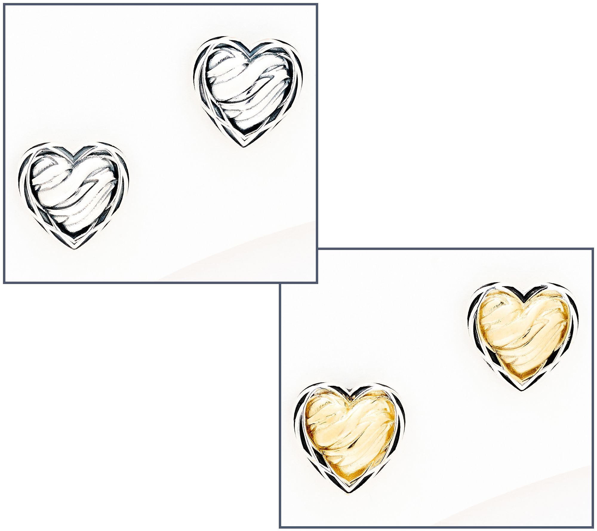 Christian James by Scott Grimes Sterling Silver Ripple Heart Stud Earrings