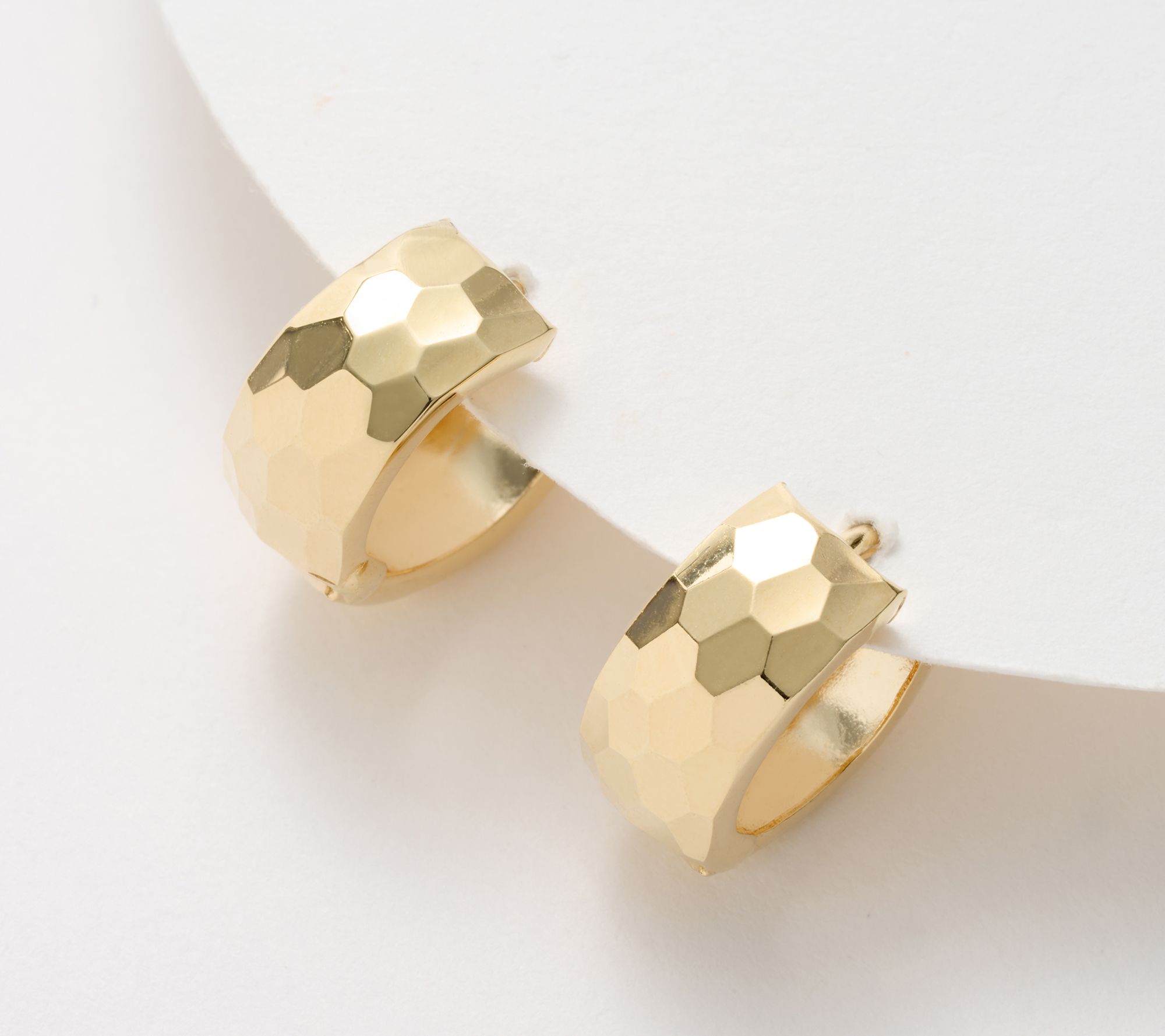 "As Is" Adorna 14K Gold Diamond Cut Bold Huggie Hoop Earrings