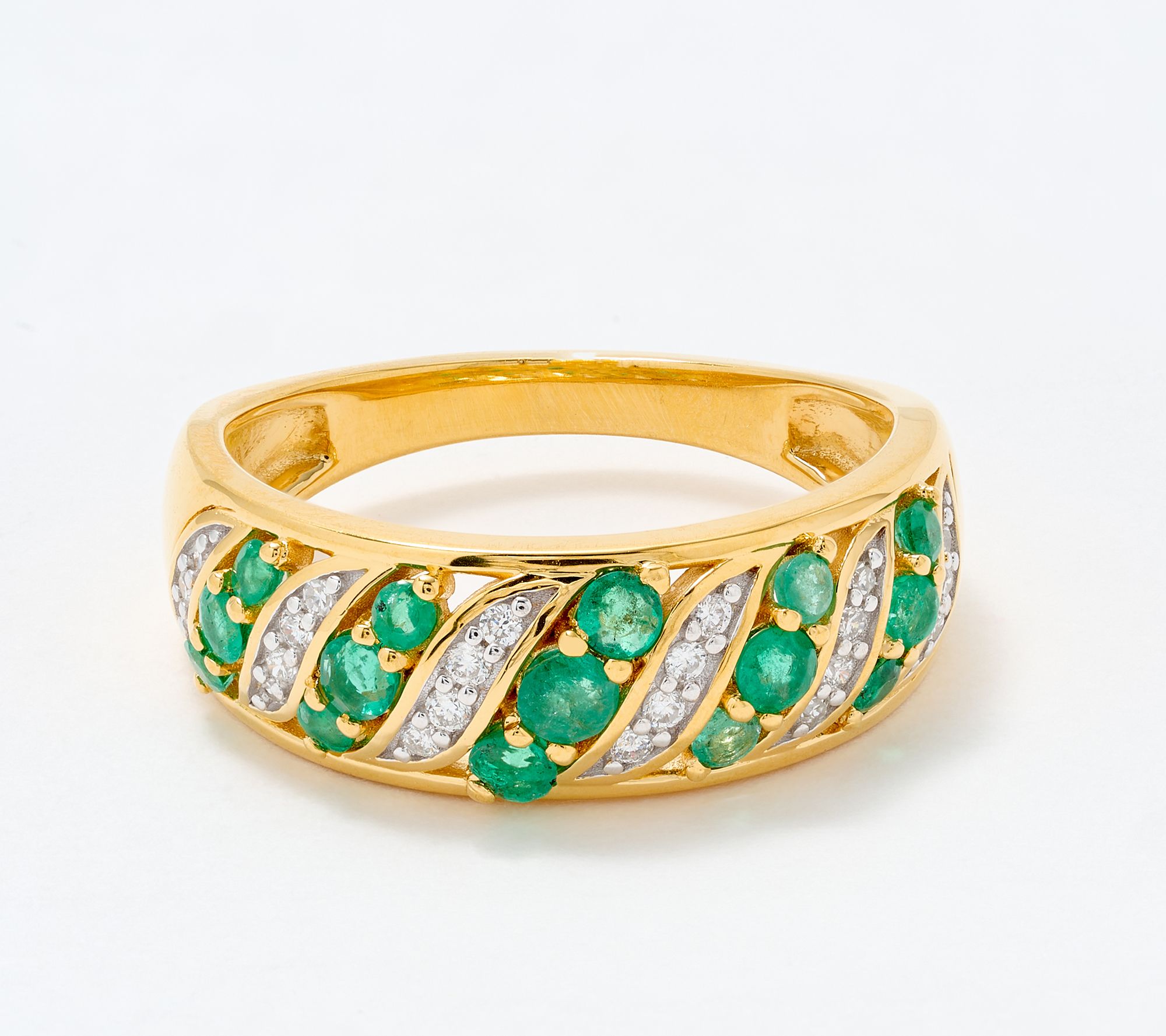 Affinity Gems Wave Detail Emerald Stone Ring, Sterling